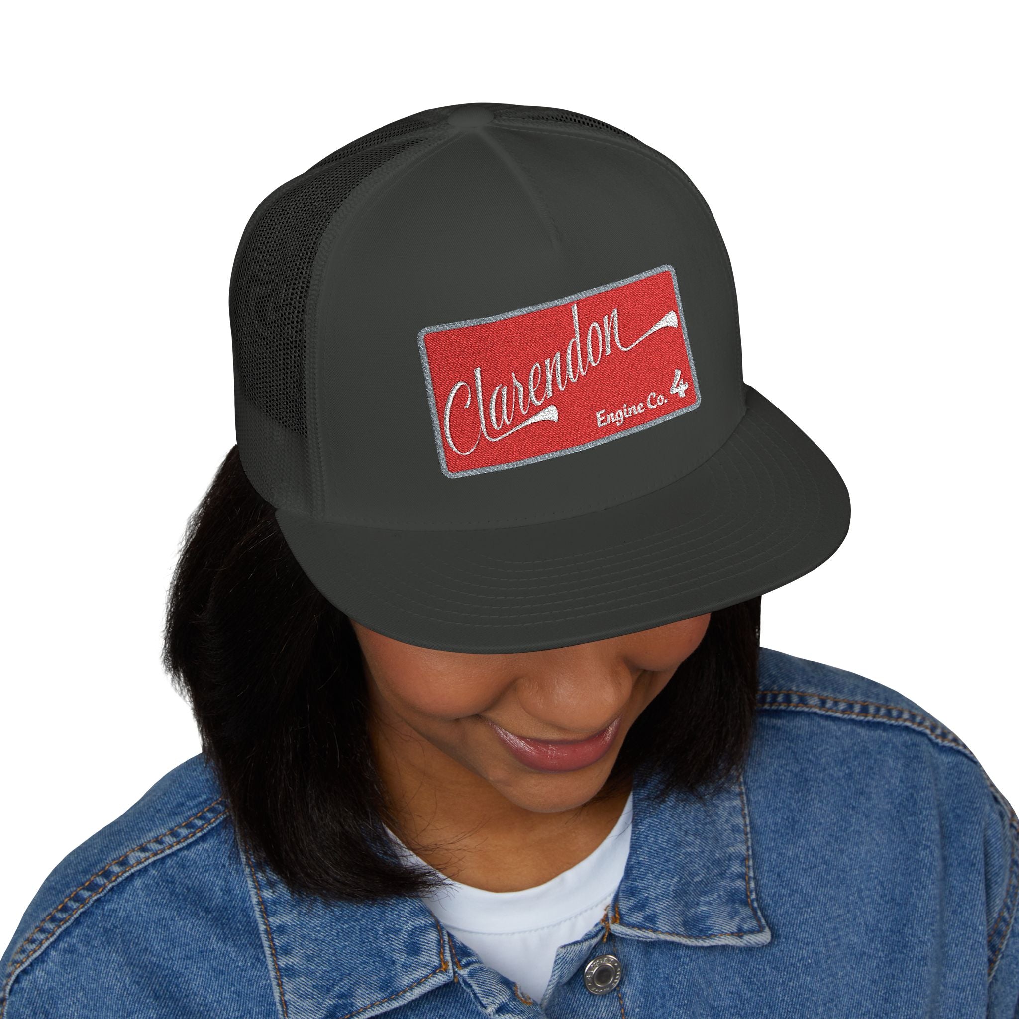 Arlington Clarendon Engine 4 (requested different style hat) - 5 Panel Trucker Cap (Embroidery)