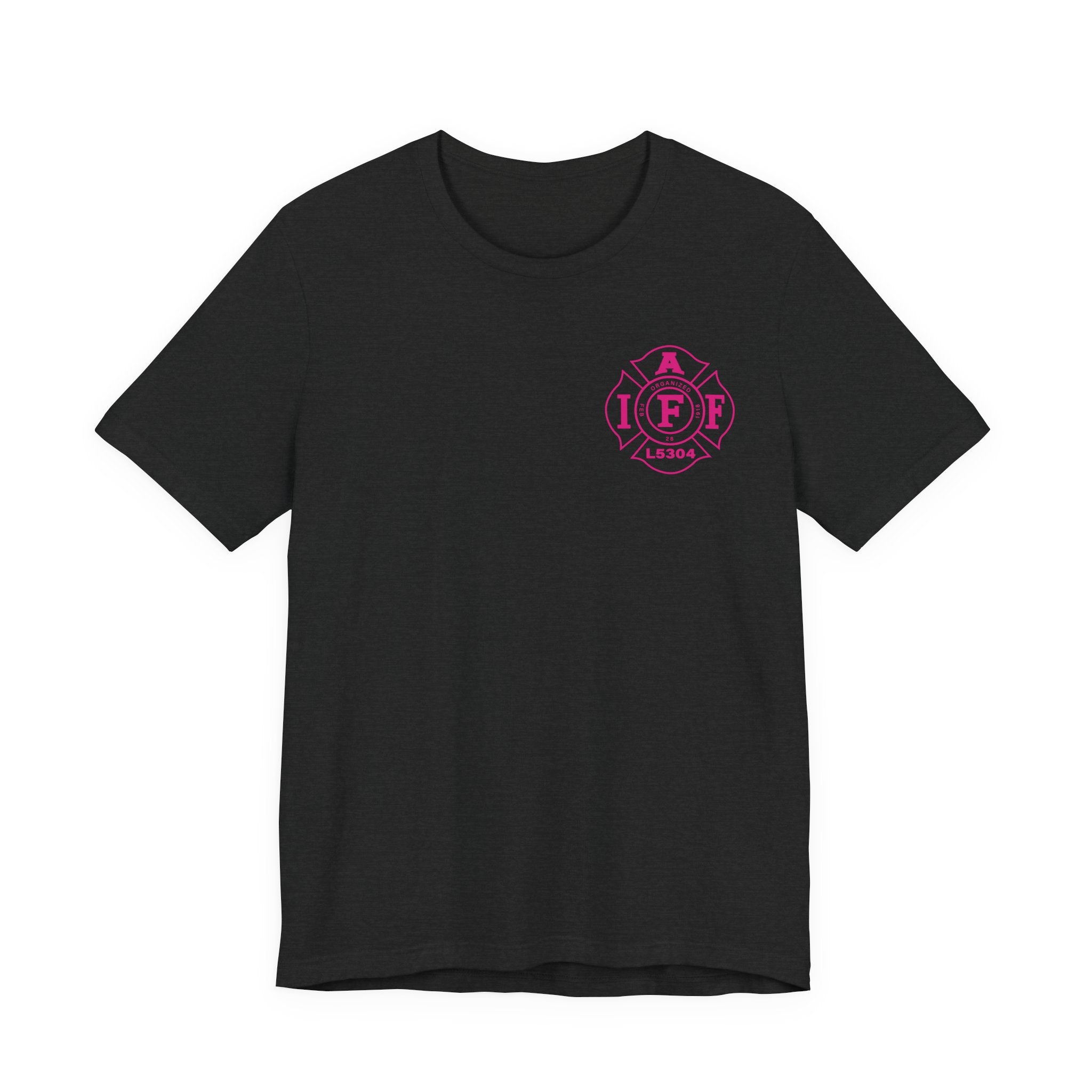 Clarke County Fire Breast Cancer Dark Shirt (Portion of Proceeds go to Local 5304) - Bella+Canvas Soft Jersey Cotton Unisex Tee