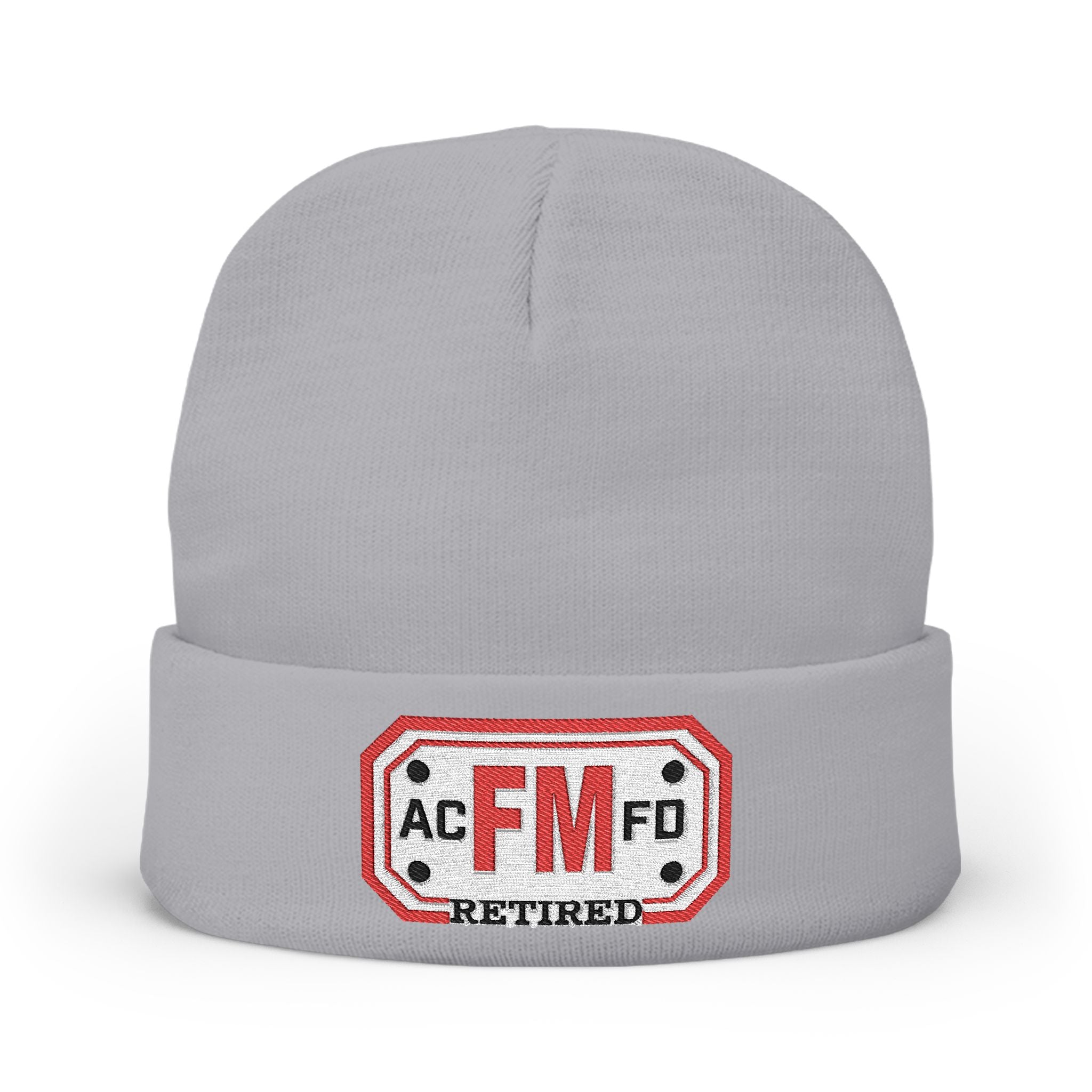 Retired Arlington Fire Marshal Red - Knit Beanie (Embroidery)