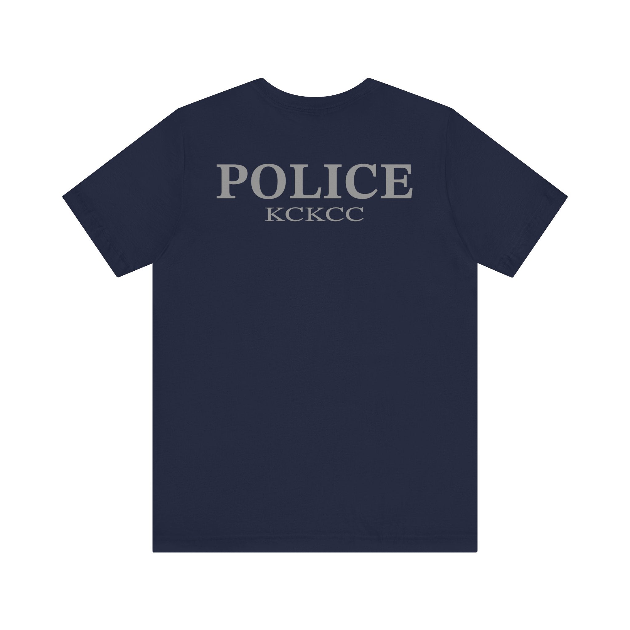 KCKCC Police Patch Black & White Grey Back - Unisex Jersey Short Sleeve Tee