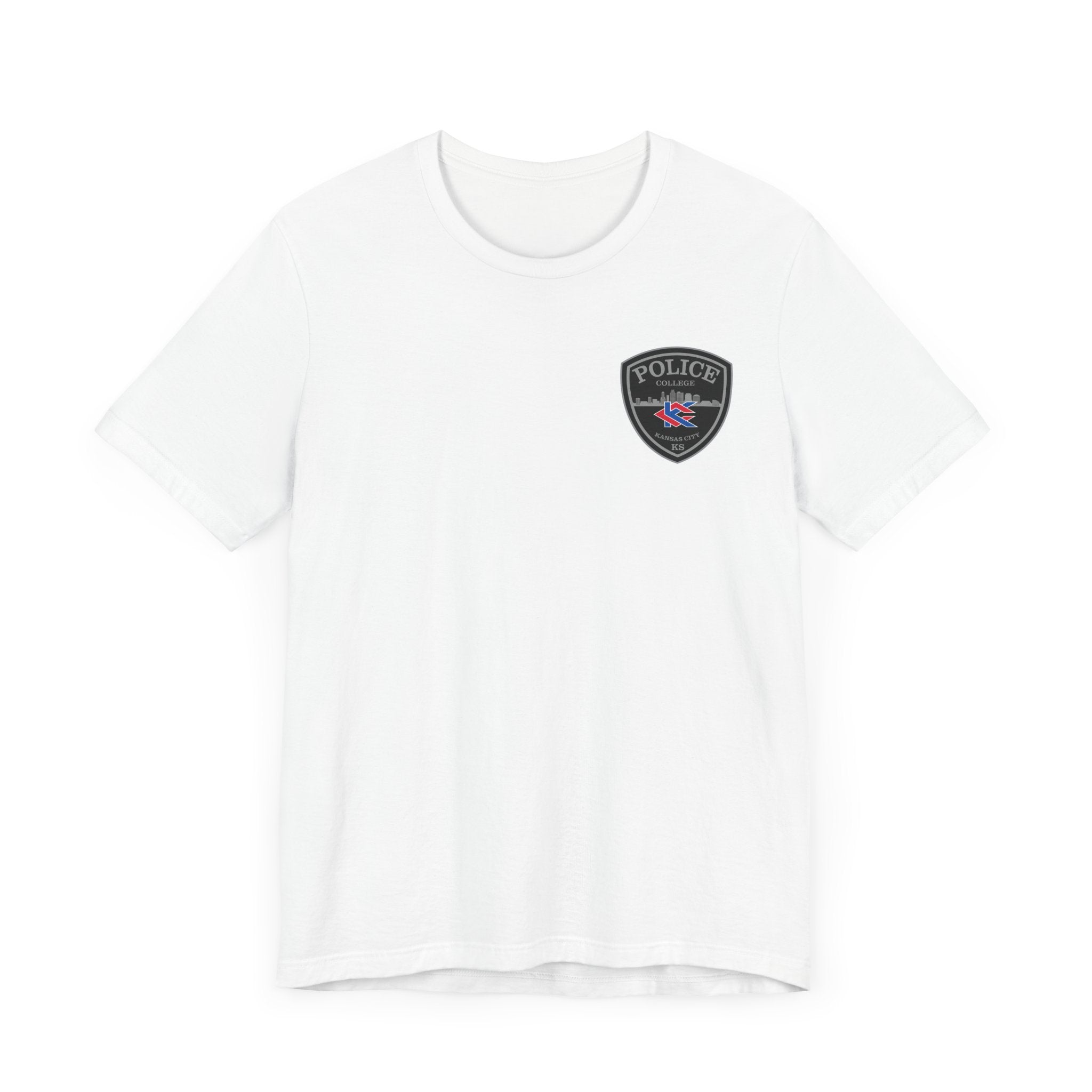 KCKCC Police Patch Black & White Grey Back - Unisex Jersey Short Sleeve Tee