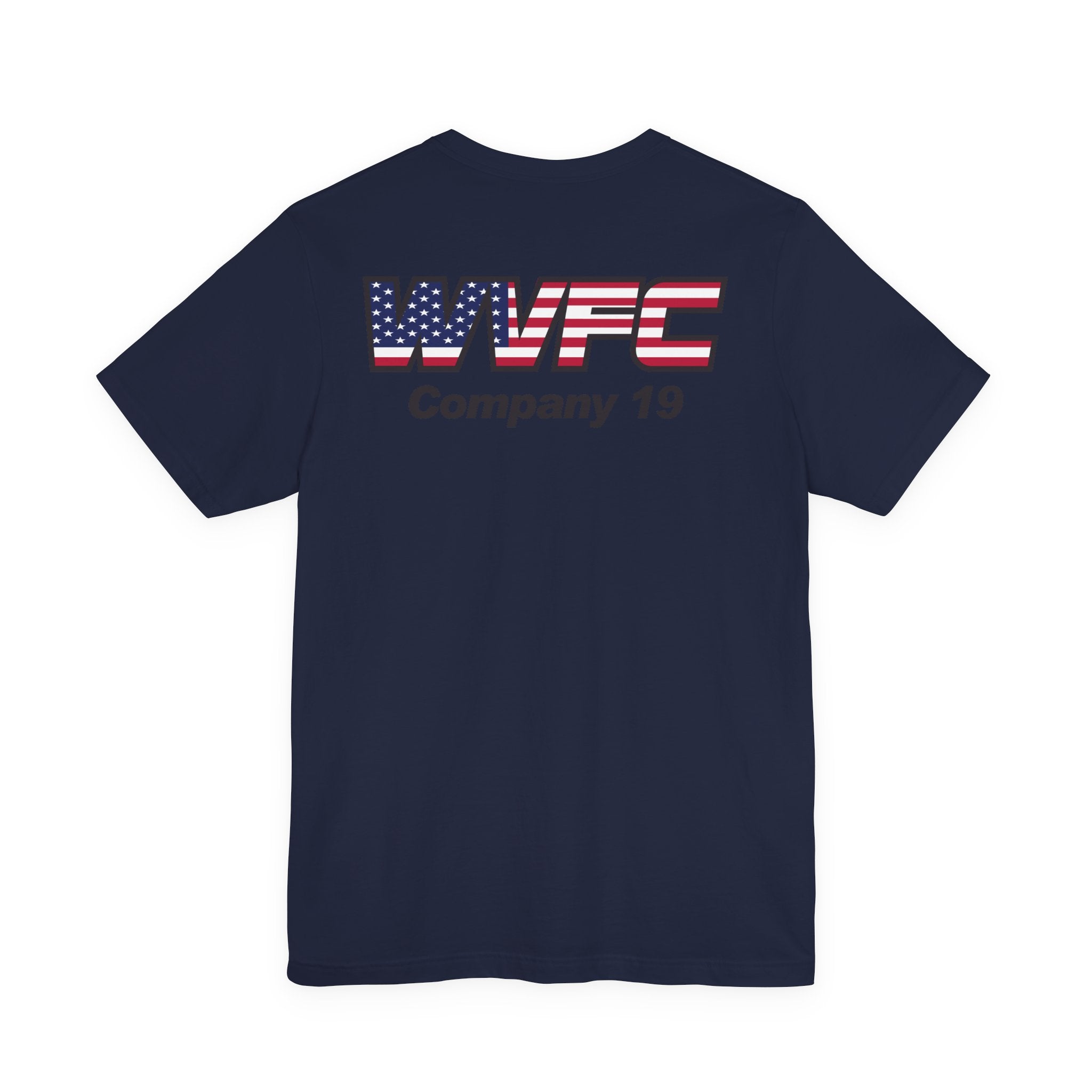 WVFC FD logo black USA flag back  - Unisex Jersey Short Sleeve Tee