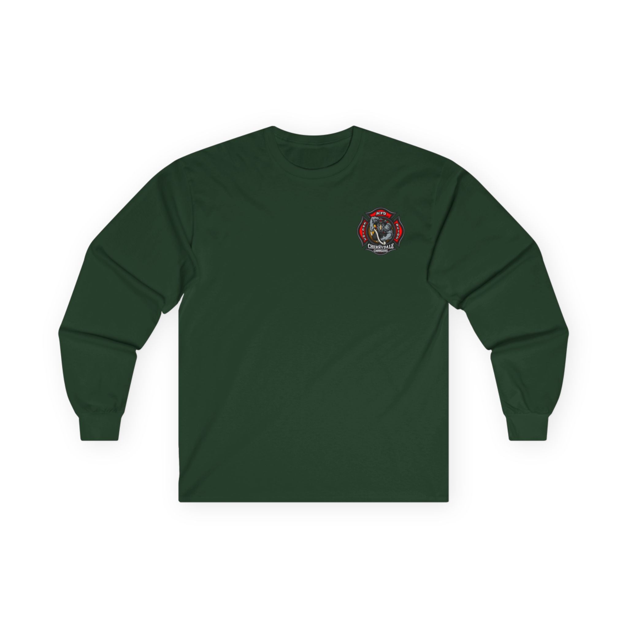 Arlington Station 3 Rhino front/ACFD FF back - Unisex Ultra Cotton Gildan Long Sleeve Tee
