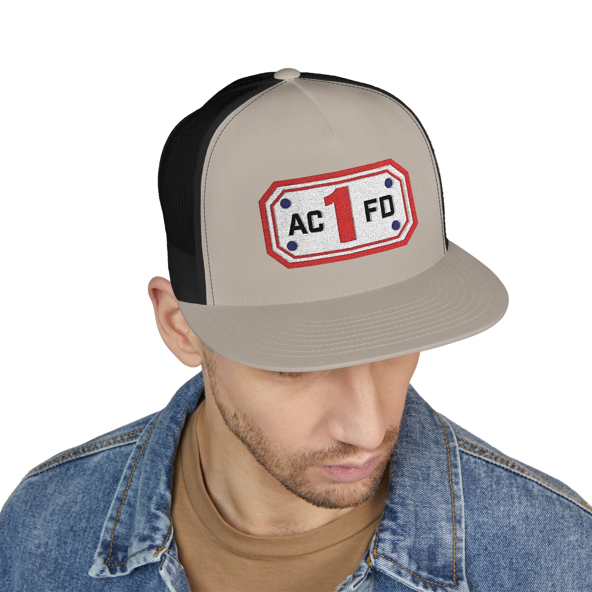 Arlington Engine 1 (requested different style hat) - 5 Panel Trucker Cap (Embroidery)