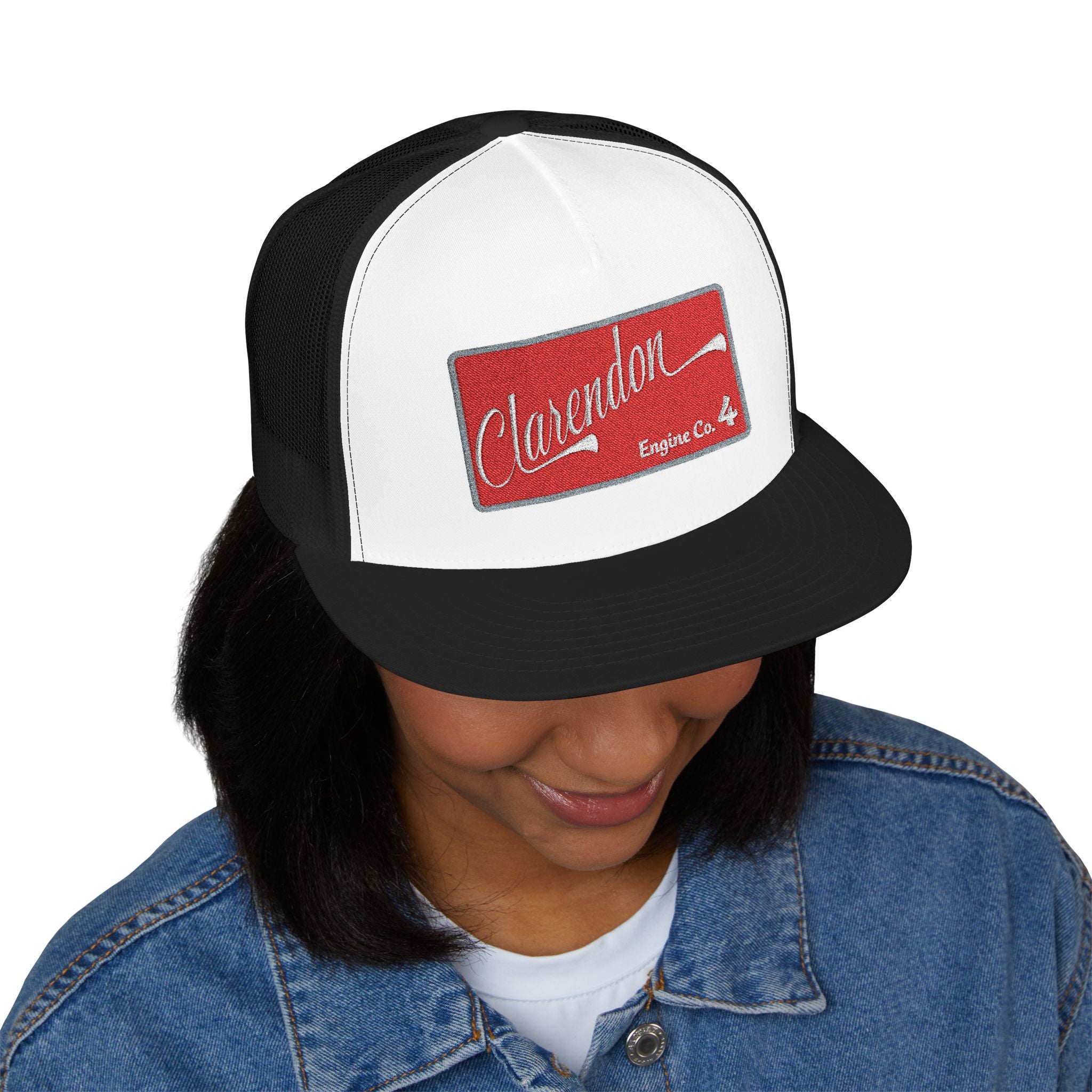 Arlington Clarendon Engine 4 (requested different style hat) - 5 Panel Trucker Cap (Embroidery)