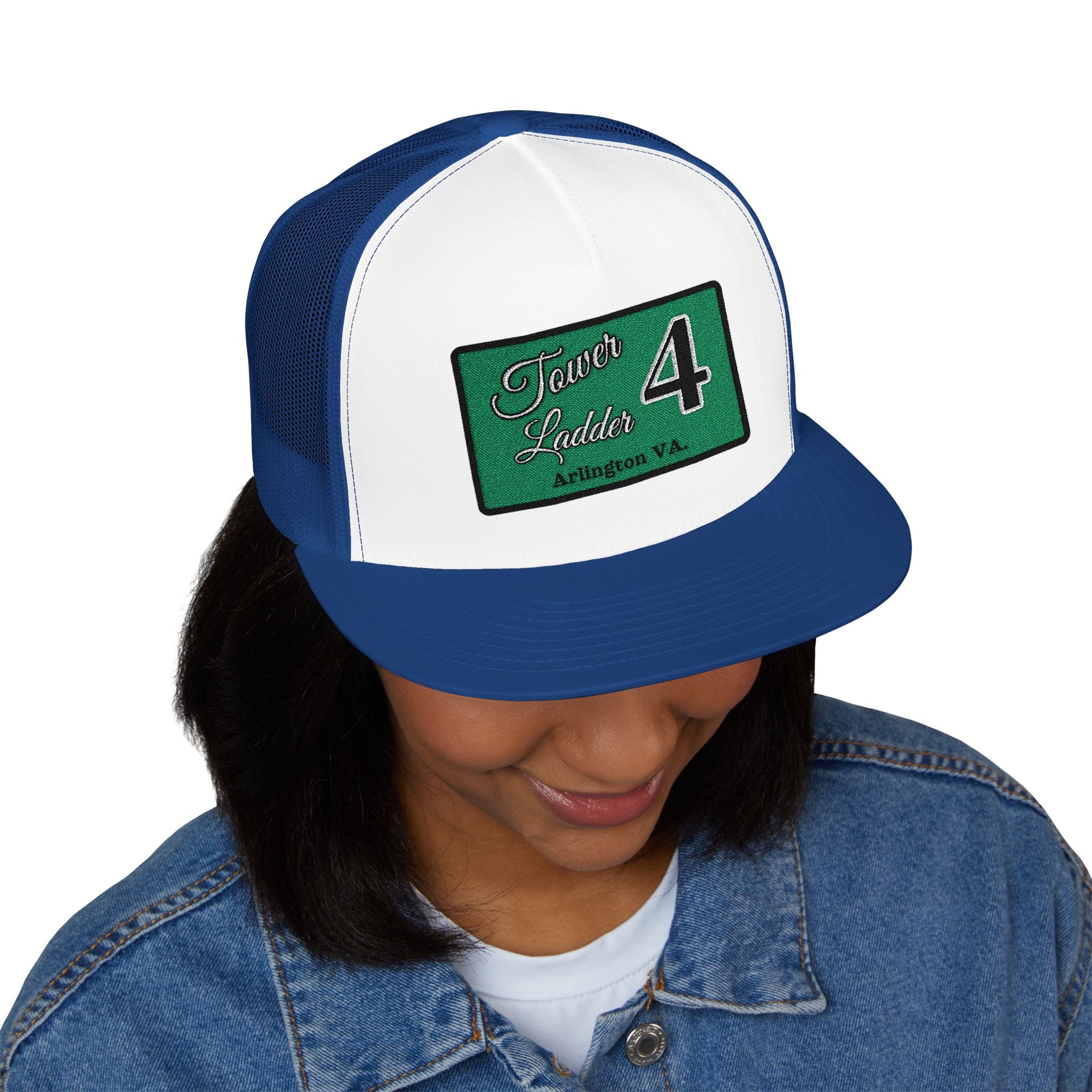 Arlington Tower Ladder 4 Black border - 5 Panel Trucker Cap (Embroidery)