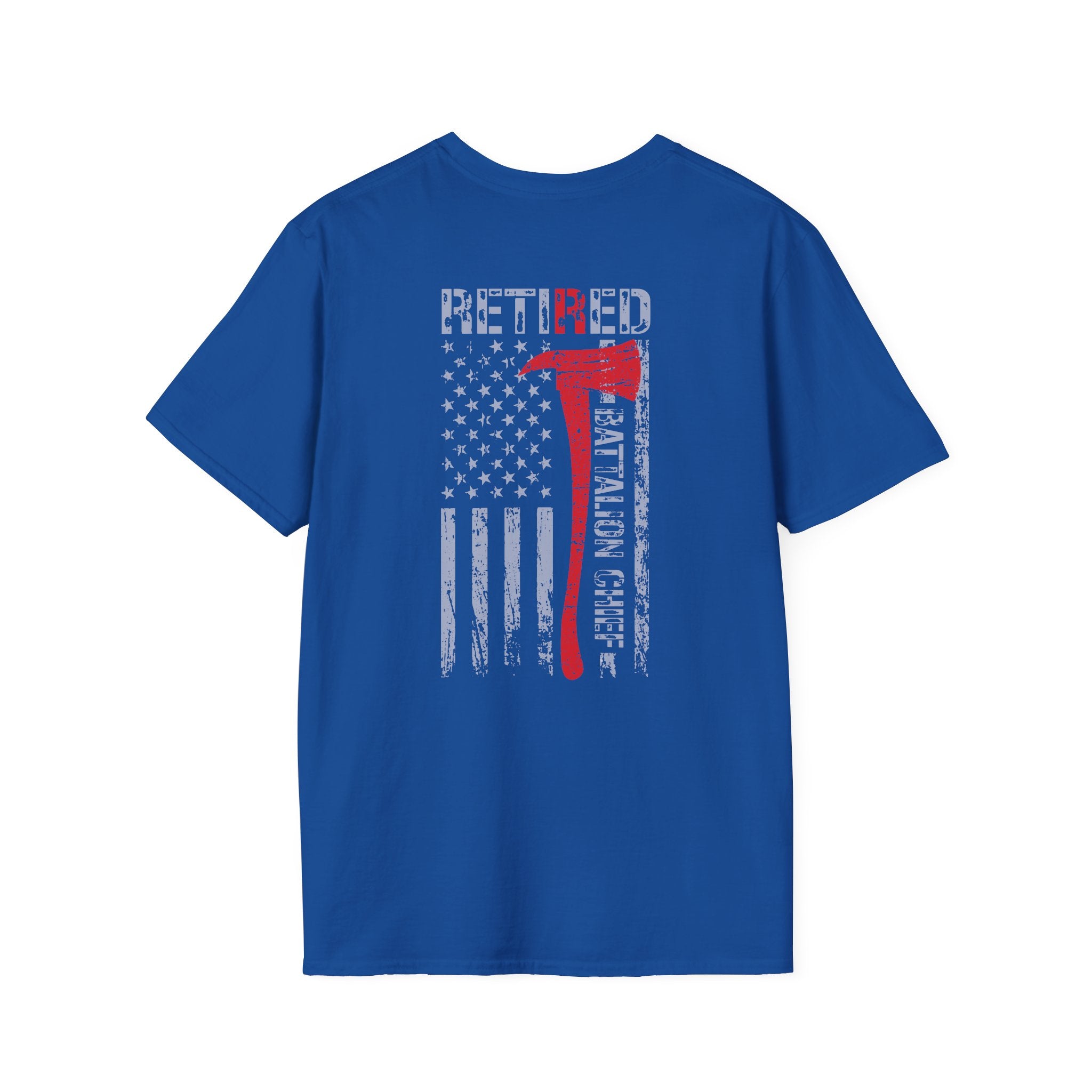 Retired Battalion Chief US Flag - Unisex Softstyle T-Shirt