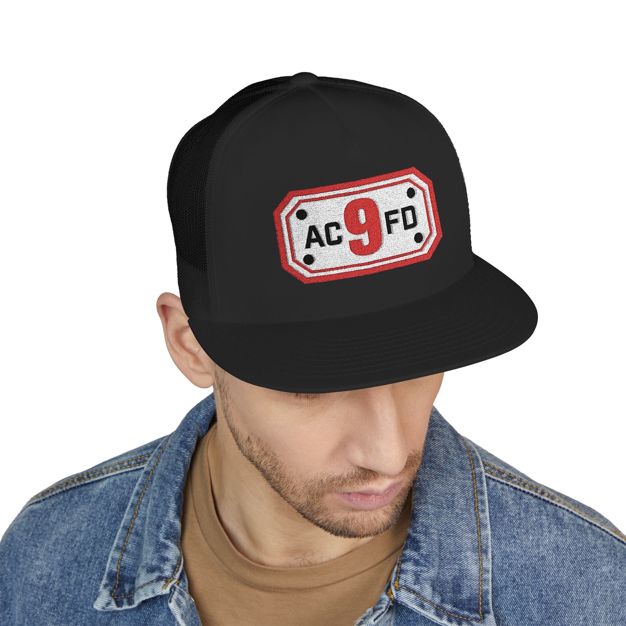 Arlington Engine 9 (requested different style hat) - 5 Panel Trucker Cap (Embroidery)