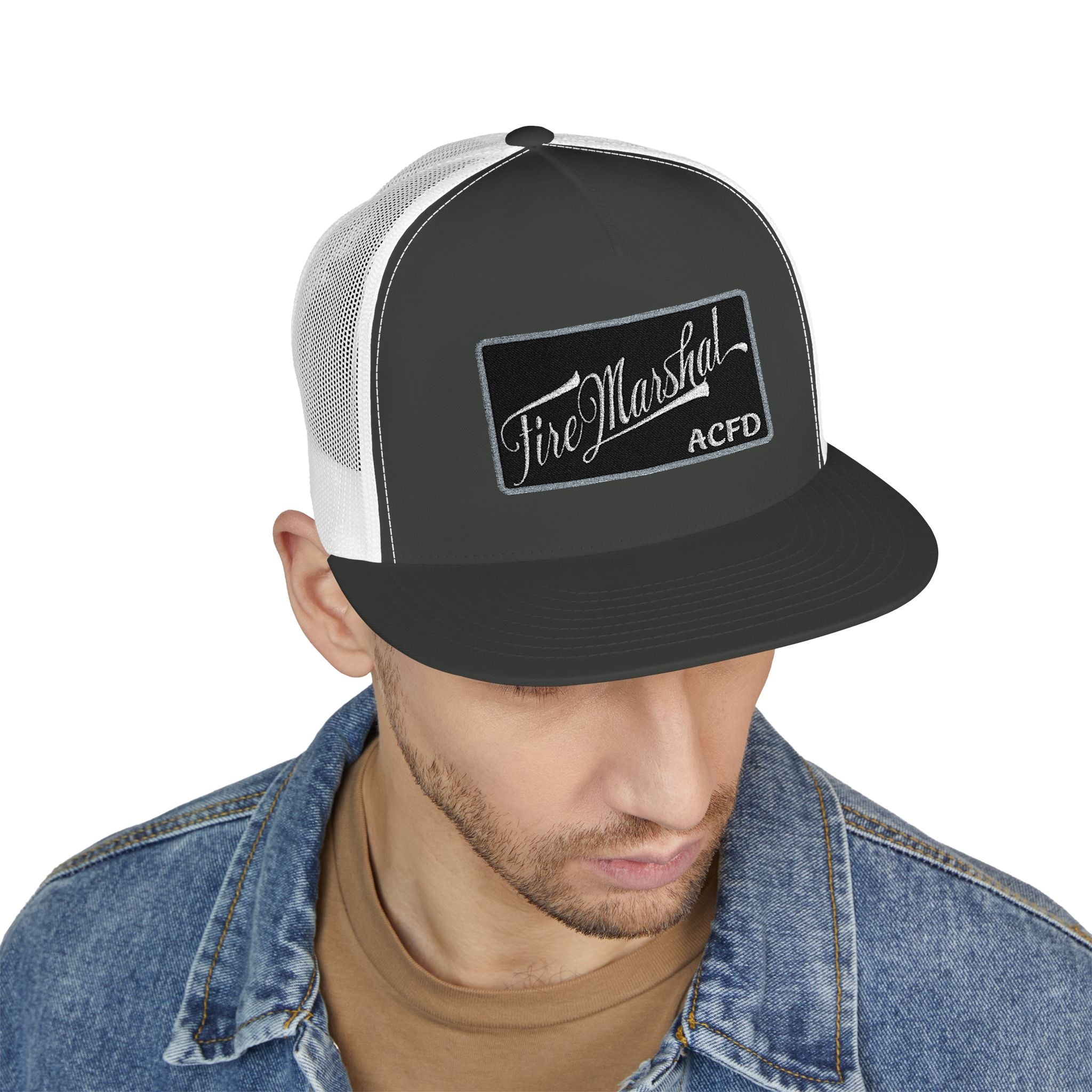 Arlington Fire Marshal Written - 5 Panel Trucker Cap (Embroidery)