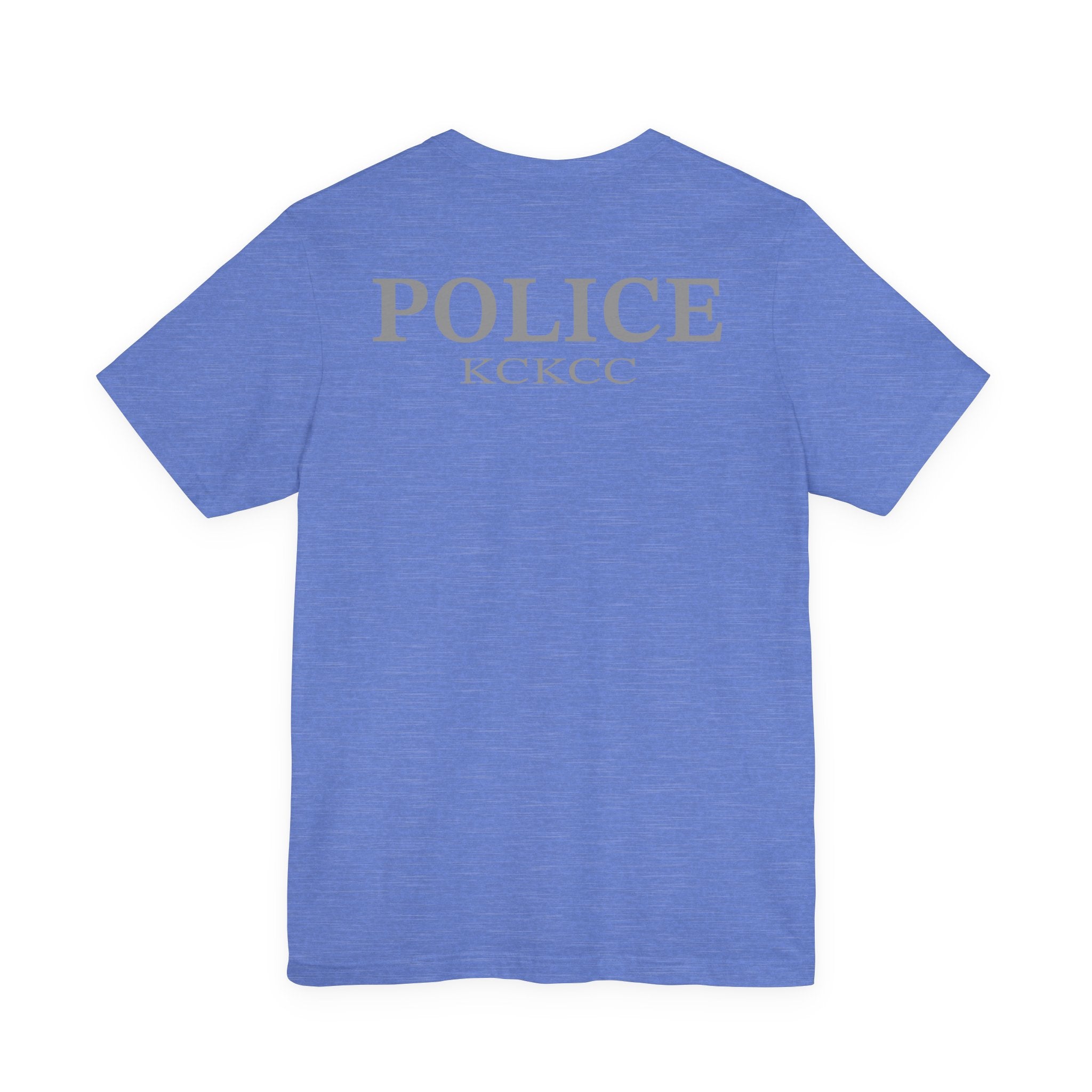 KCKCC Police Patch Black & White Grey Back - Unisex Jersey Short Sleeve Tee