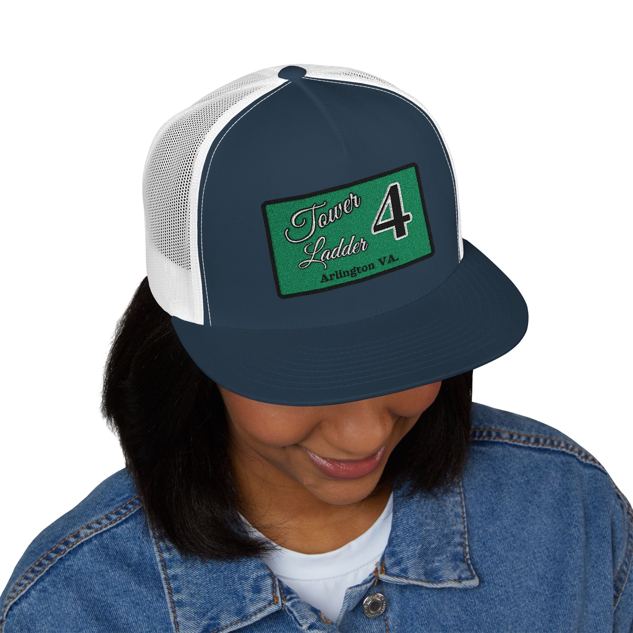 Arlington Tower Ladder 4 Black border - 5 Panel Trucker Cap (Embroidery)