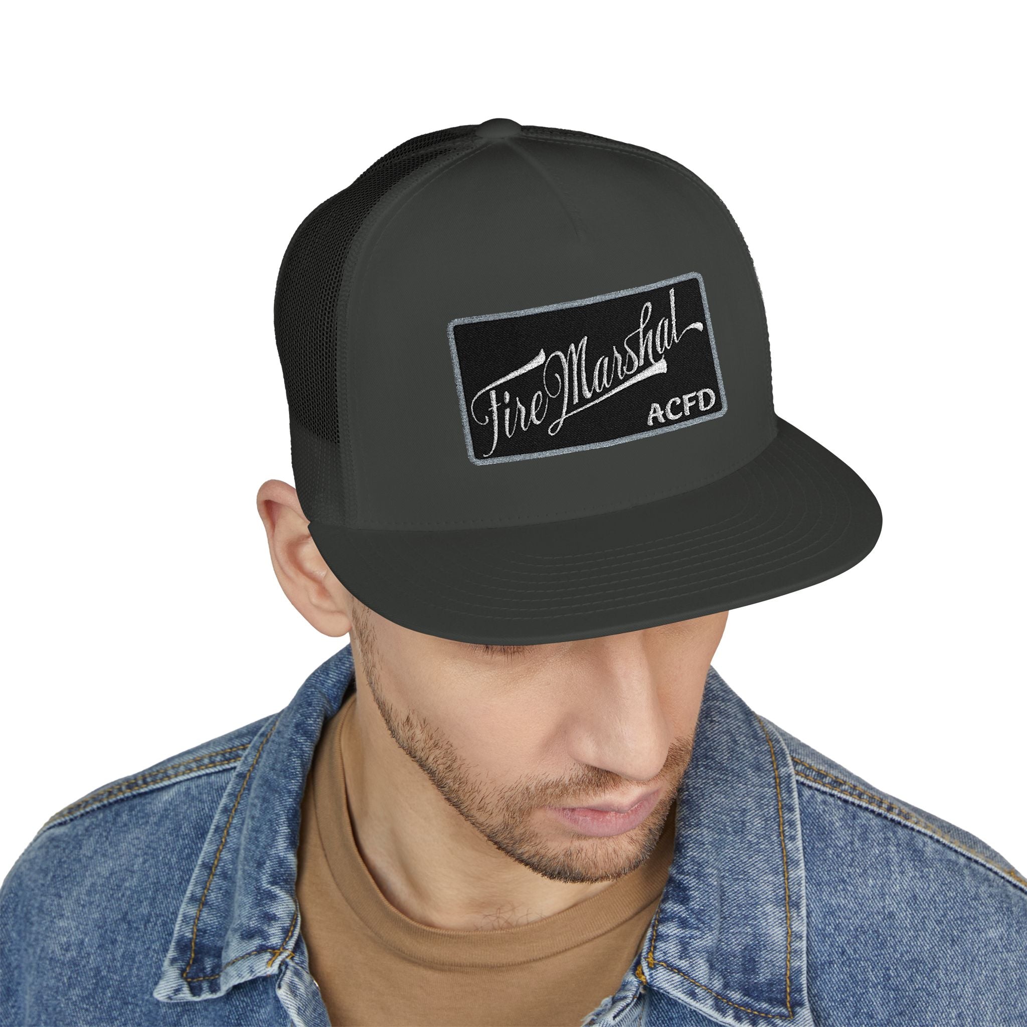 Arlington Fire Marshal Written - 5 Panel Trucker Cap (Embroidery)