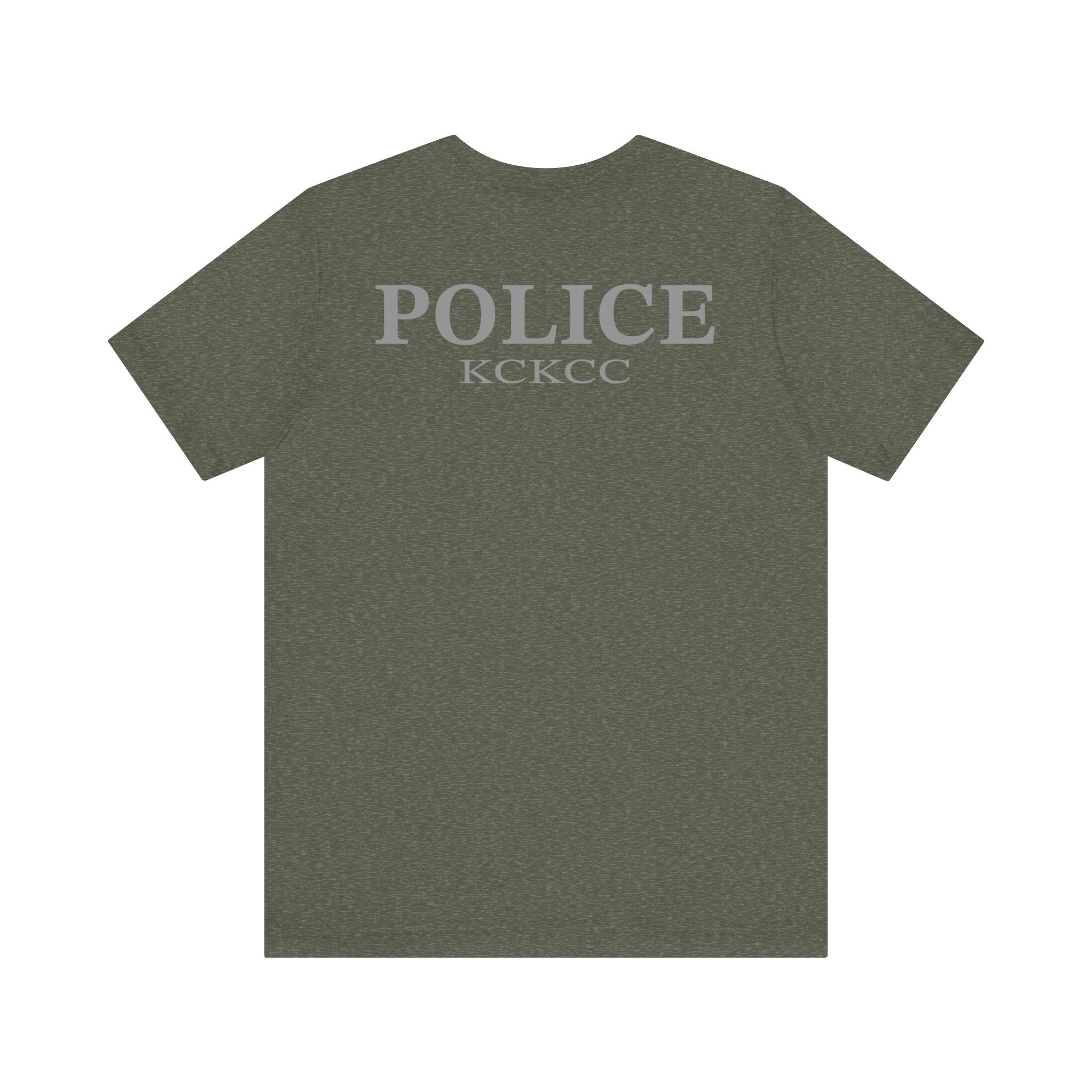 KCKCC Police Patch Black & White Grey Back - Unisex Jersey Short Sleeve Tee