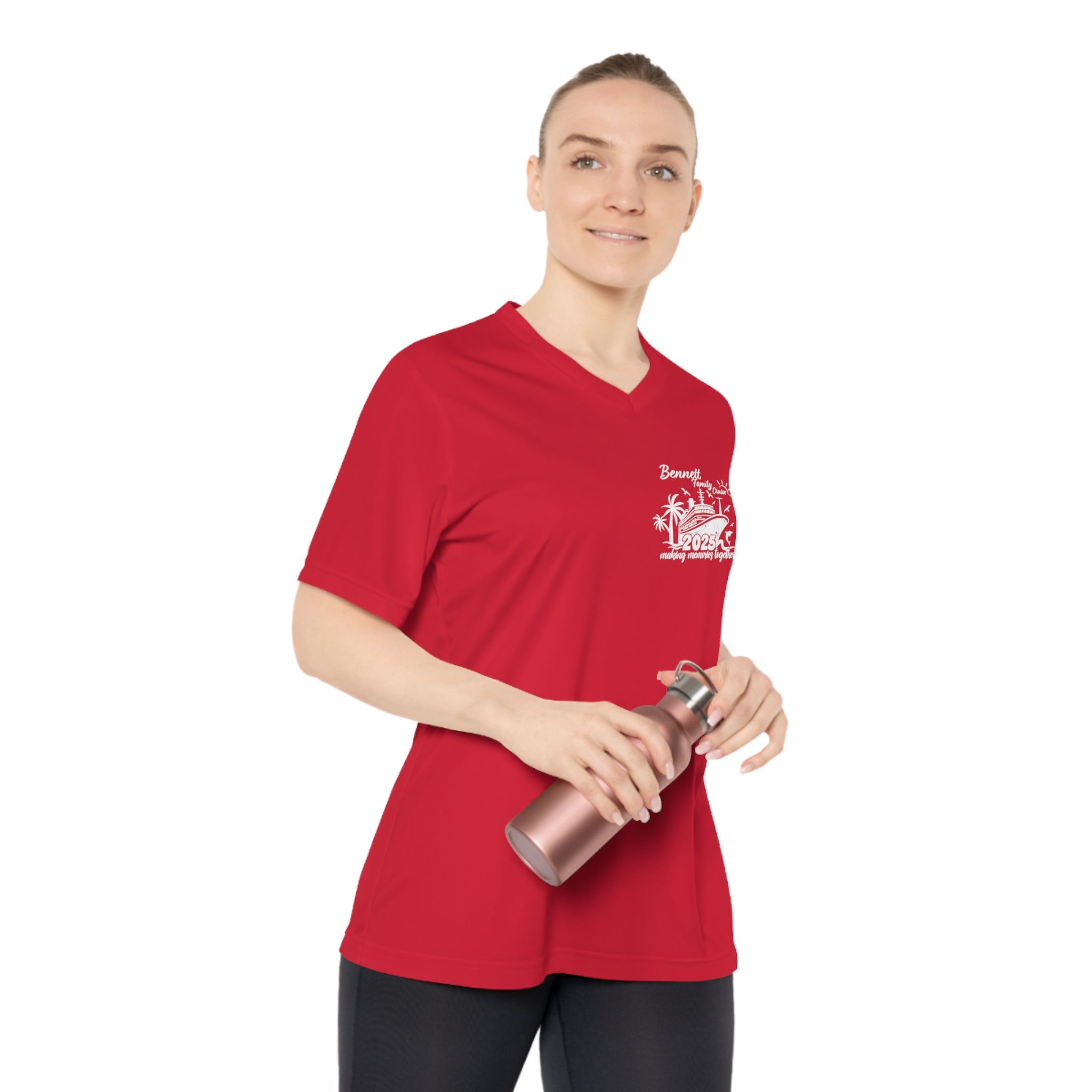 Bennett Family Cruise White logo - Women's Performance V-Neck T-Shirt