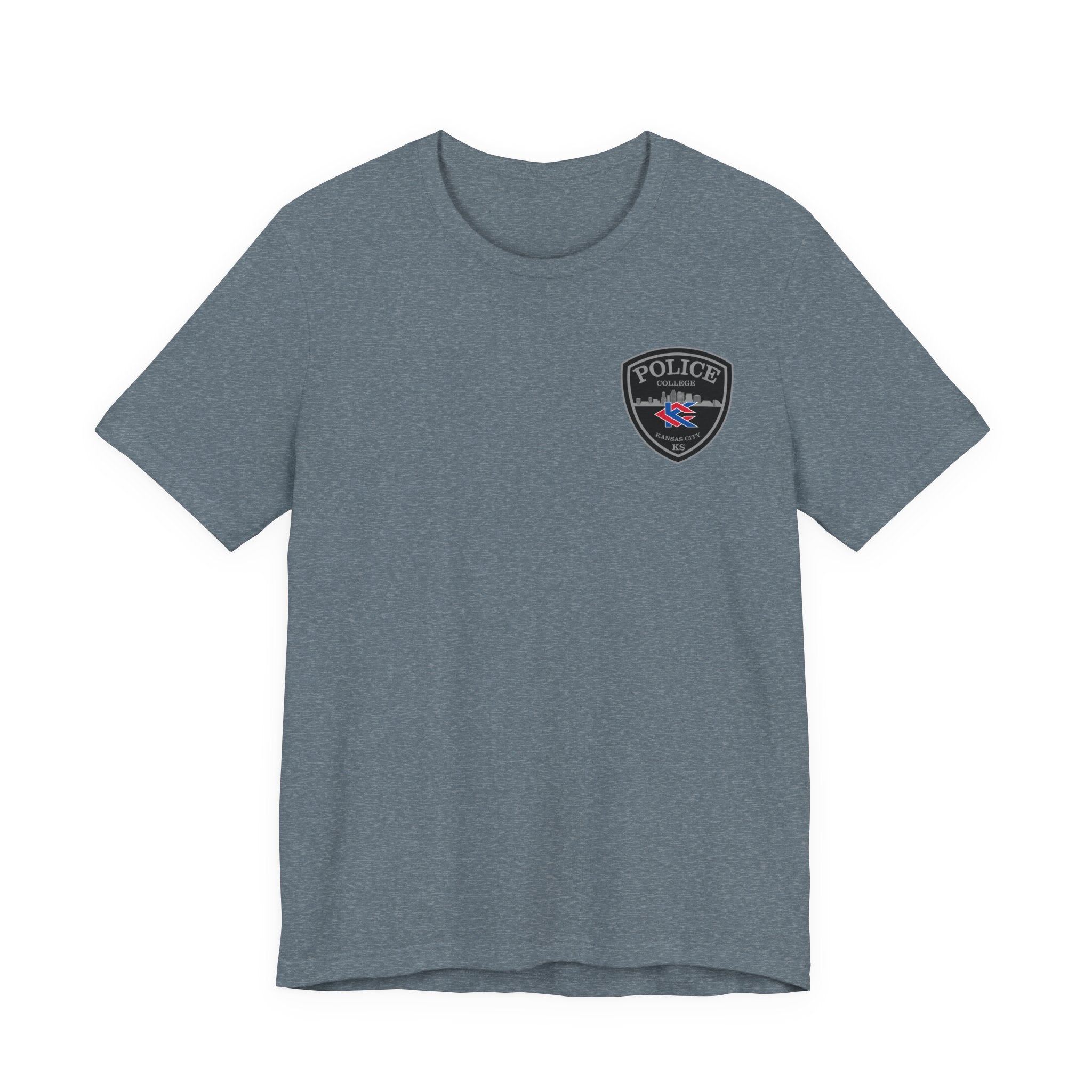 KCKCC Police Patch Black & White Grey Back - Unisex Jersey Short Sleeve Tee