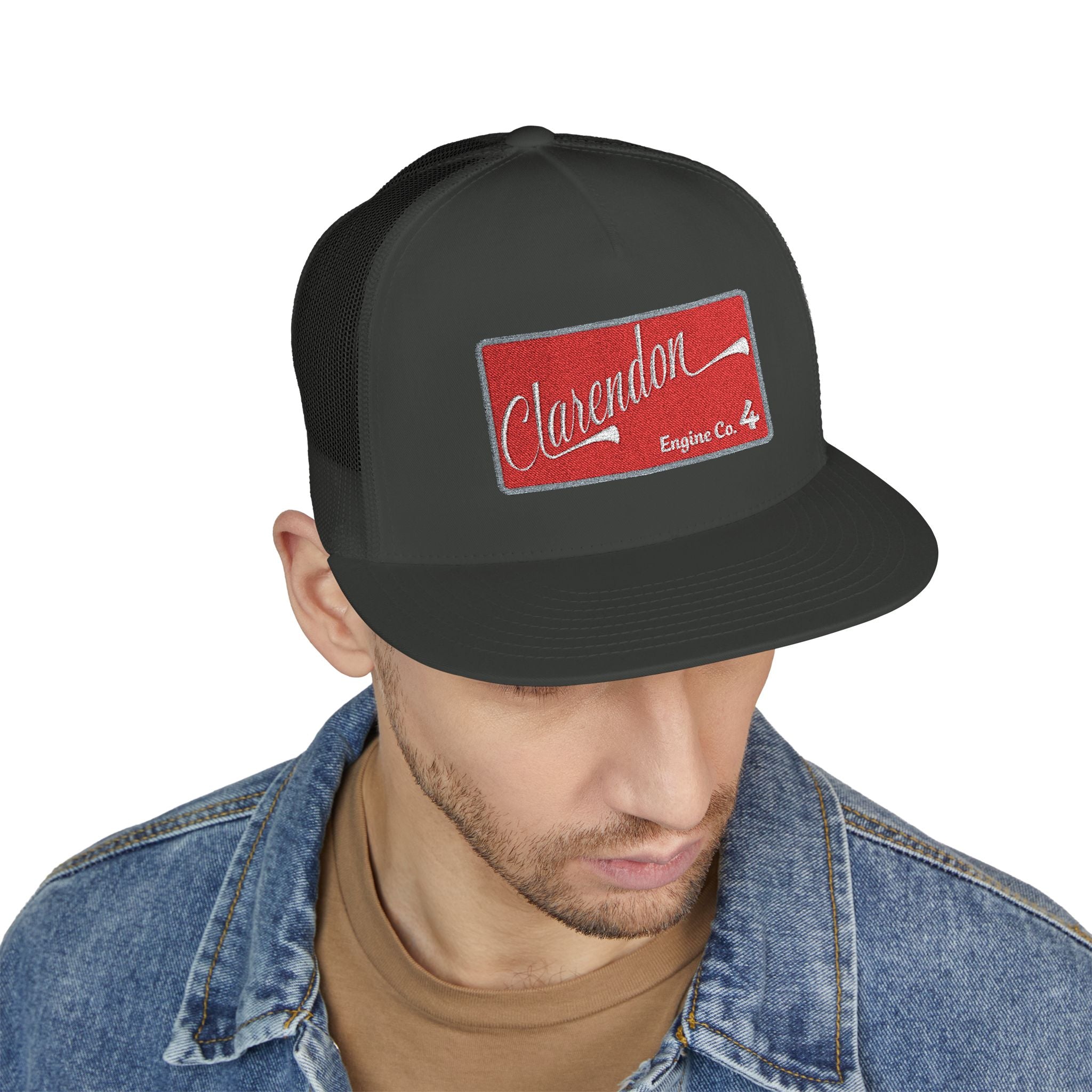 Arlington Clarendon Engine 4 (requested different style hat) - 5 Panel Trucker Cap (Embroidery)