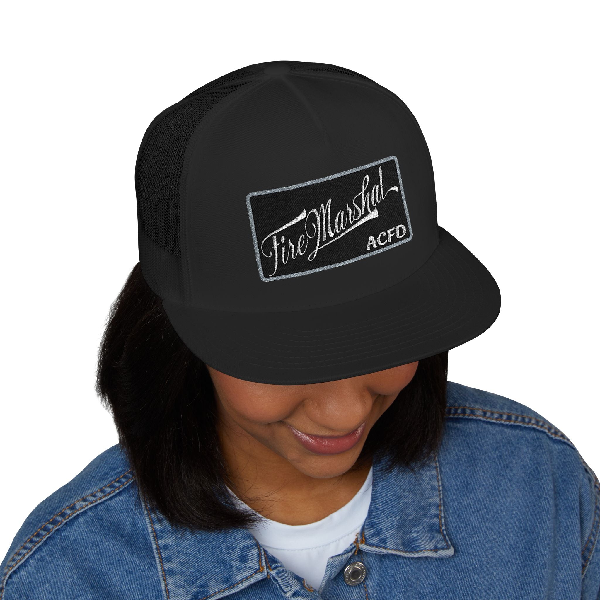 Arlington Fire Marshal Written - 5 Panel Trucker Cap (Embroidery)