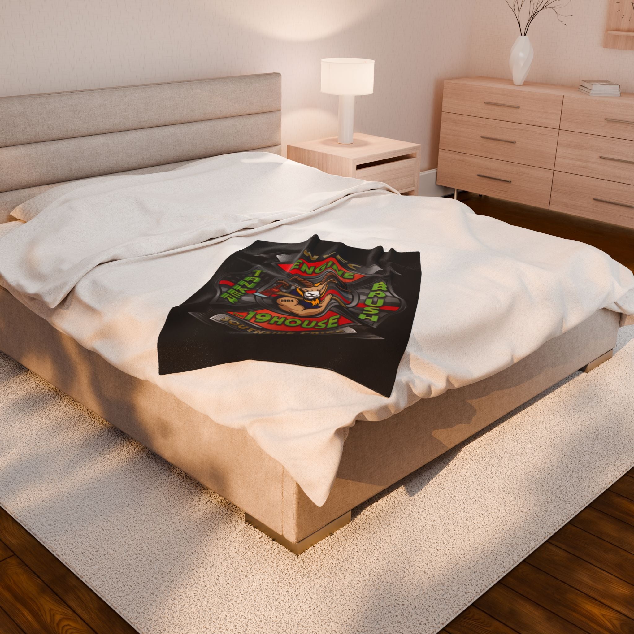 WVFC Goat Logo 2 - Black Velveteen Plush Blanket