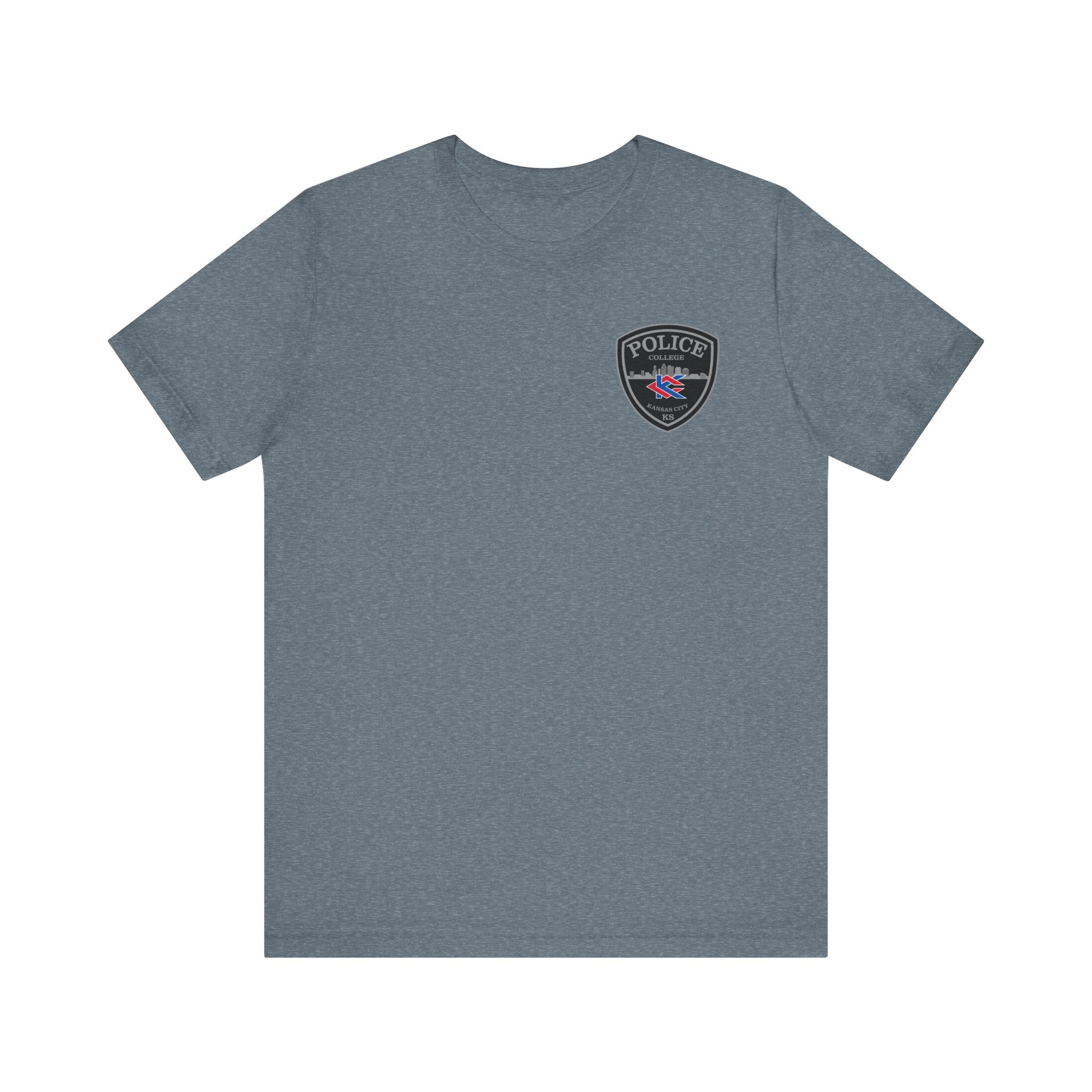 KCKCC Police Patch Black & White Grey Back - Unisex Jersey Short Sleeve Tee