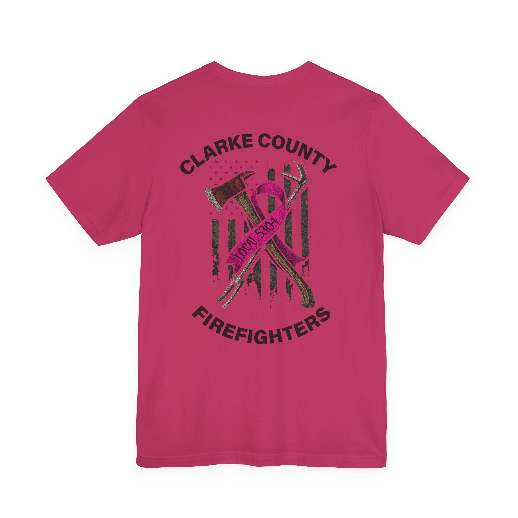 Clarke County Fire Breast Cancer (Portion of Proceeds go to Local 5304) - Bella+Canvas Soft Jersey Cotton Unisex Tee