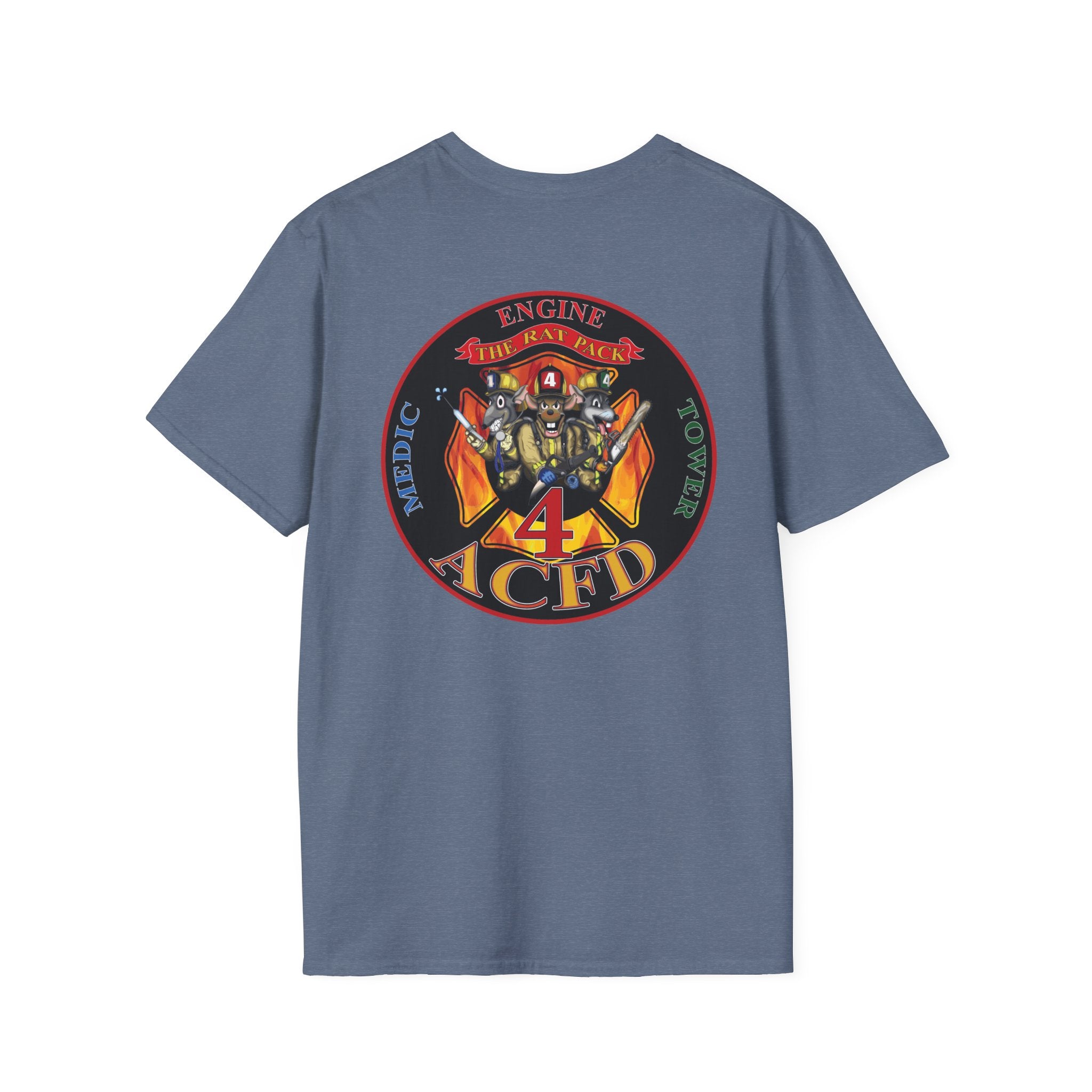 Station 4  acfd clover front/RatPack back - Gildan Soft Cotton Softstyle T-Shirt