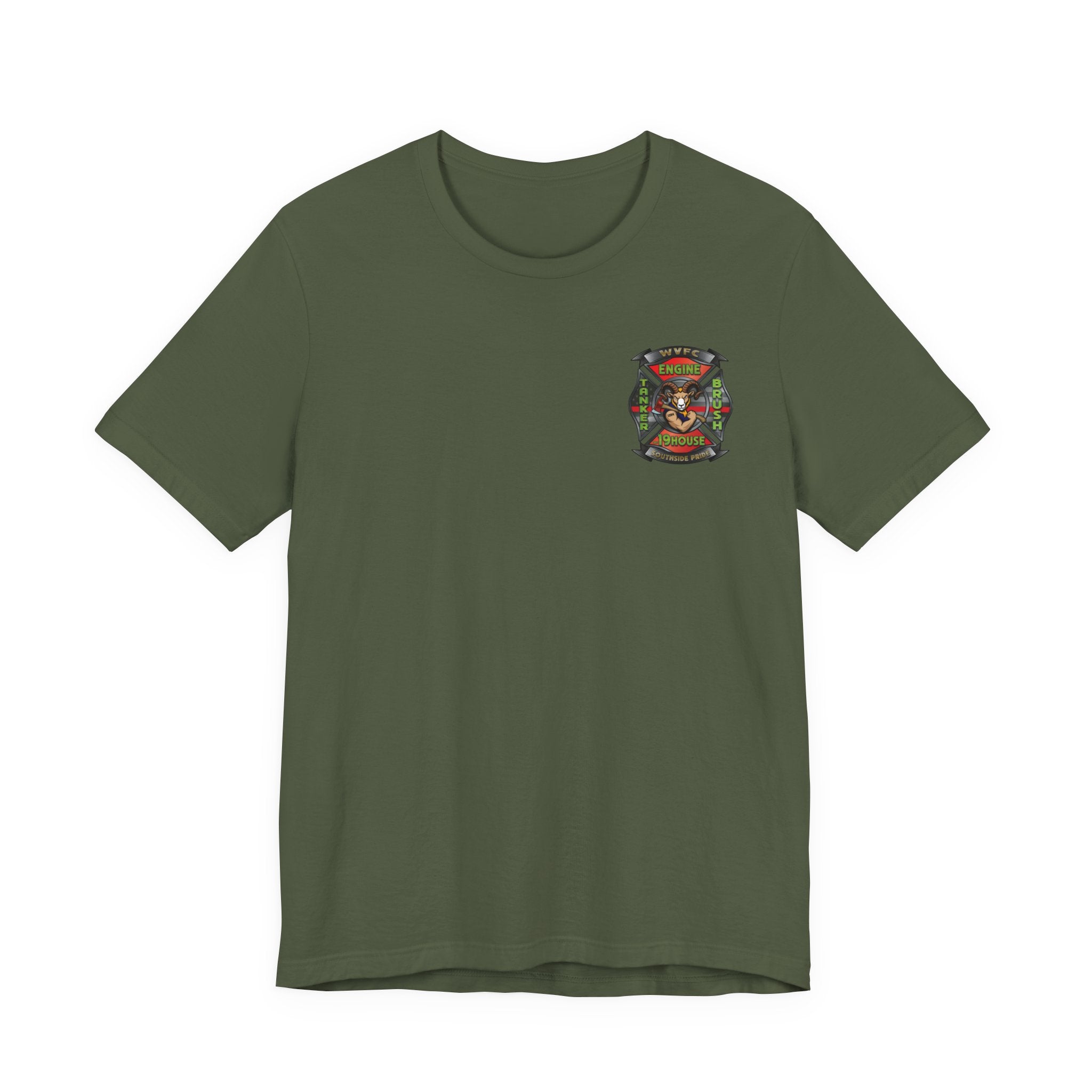 WVFC Goat Logo 2 Version 3 Red Line Flag blk- Unisex Jersey Short Sleeve Tee
