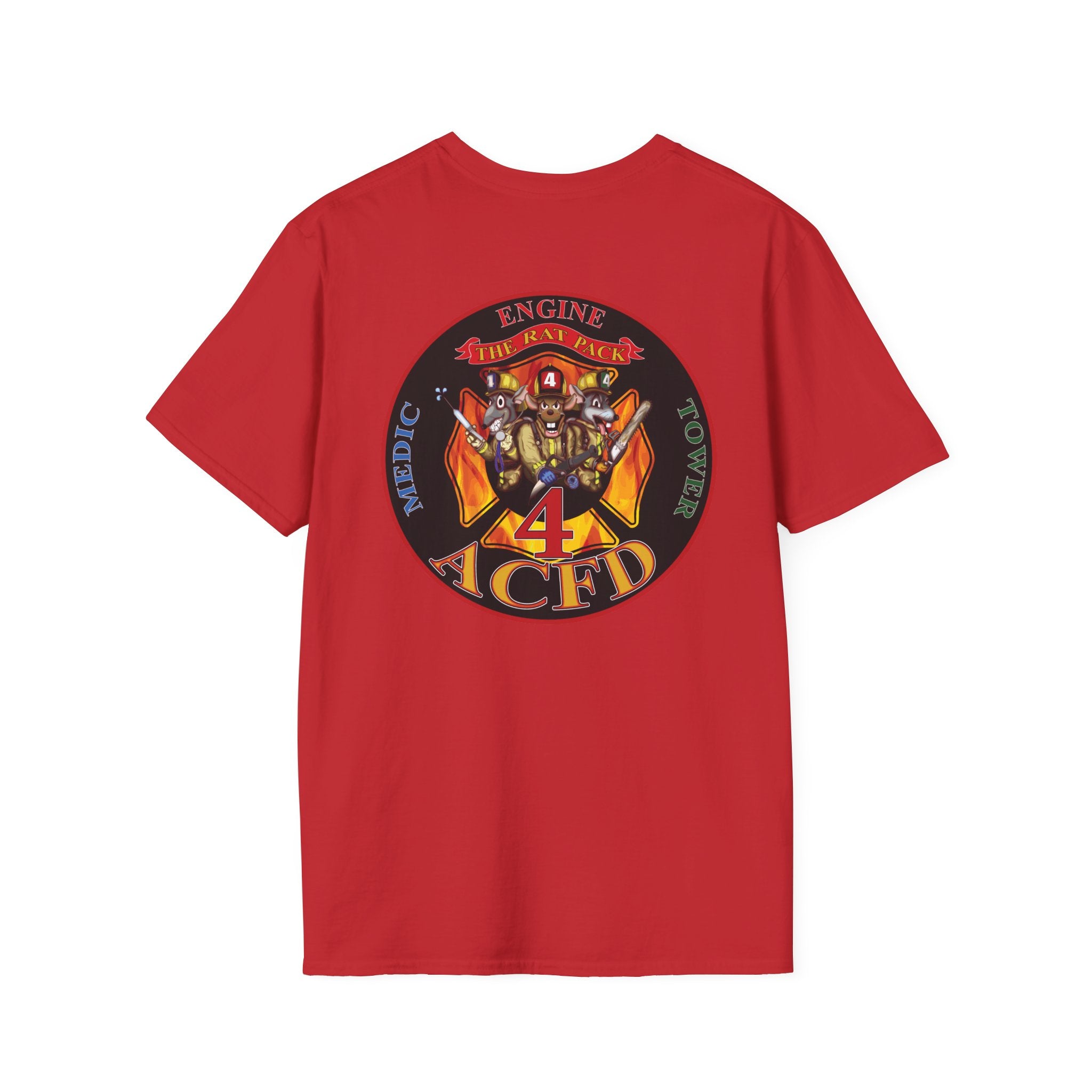 Station 4  acfd clover front/RatPack back - Gildan Soft Cotton Softstyle T-Shirt