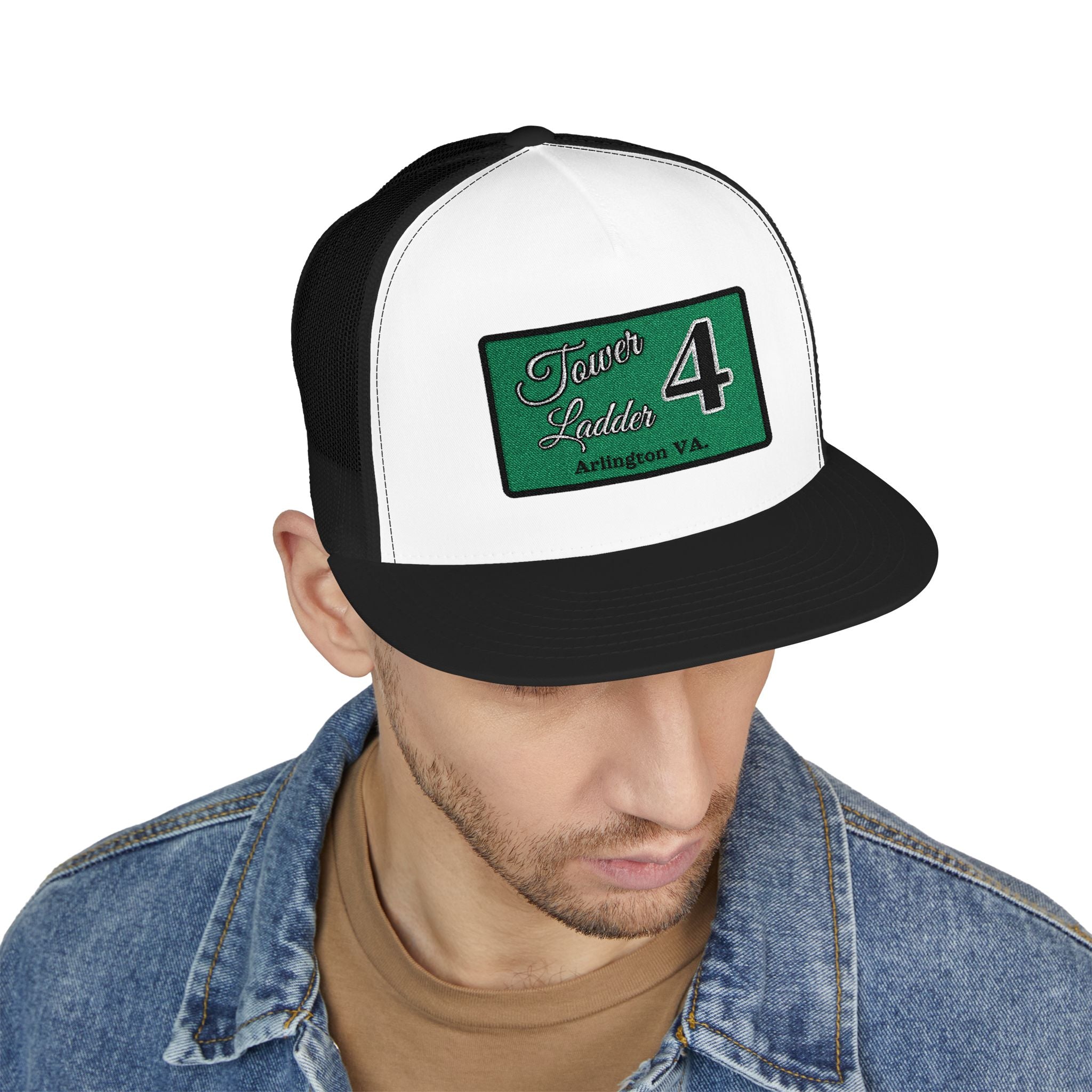 Arlington Tower Ladder 4 Black border - 5 Panel Trucker Cap (Embroidery)