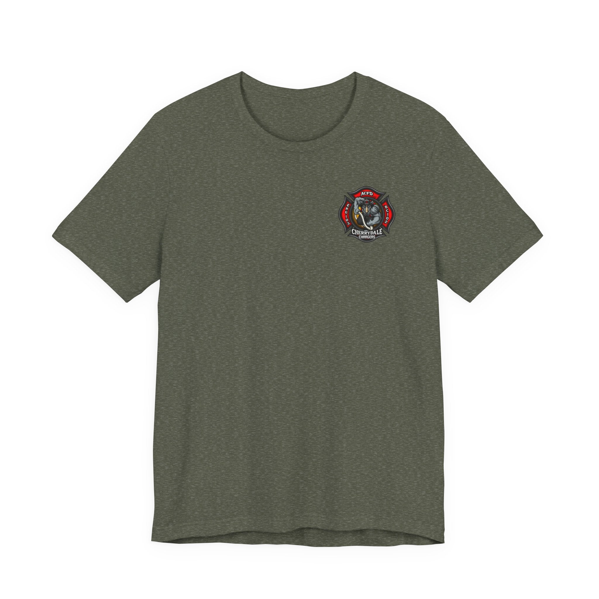 Station 3 Rhino Logo Firefighter Back - Bella+Canvas Soft Unisex Tee-