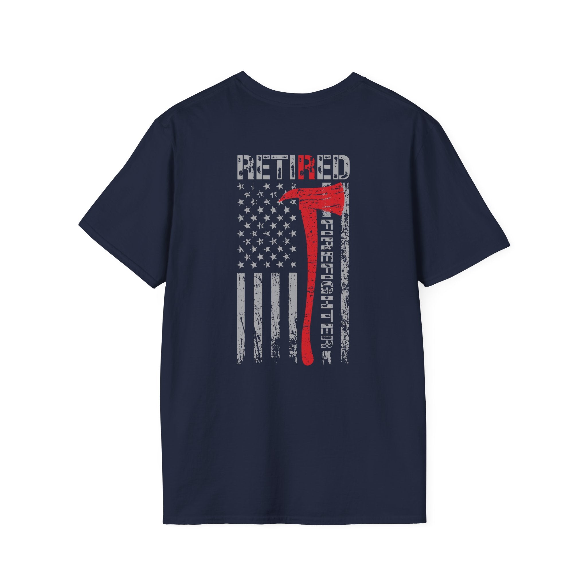Retired Firefighter US Flag - Unisex Softstyle T-Shirt
