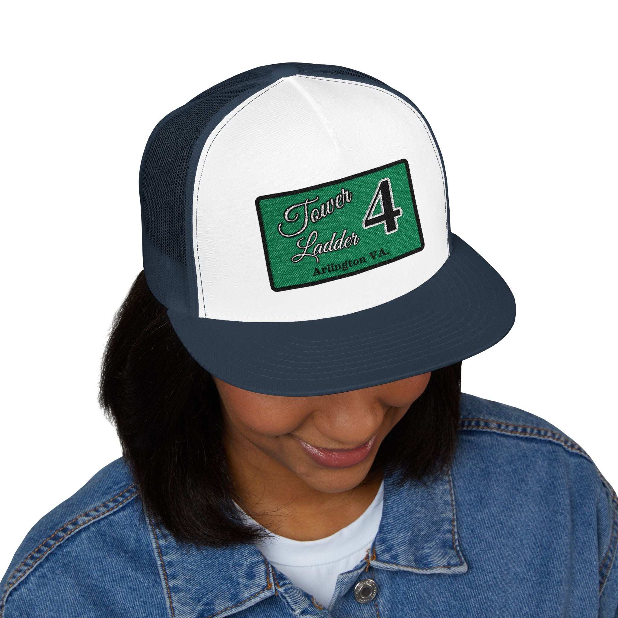 Arlington Tower Ladder 4 Black border - 5 Panel Trucker Cap (Embroidery)
