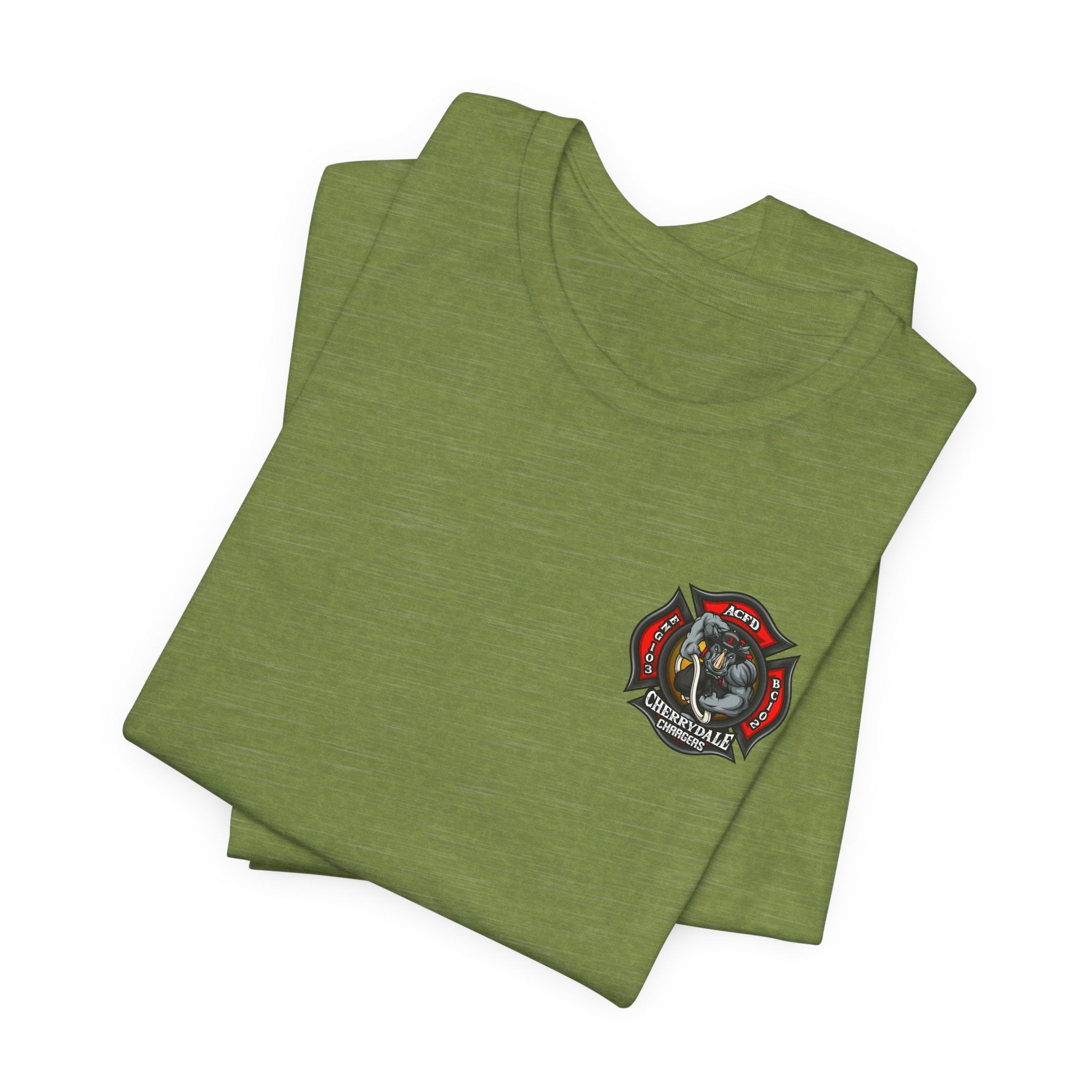 Station 3 Rhino Logo Firefighter Back - Bella+Canvas Soft Unisex Tee-