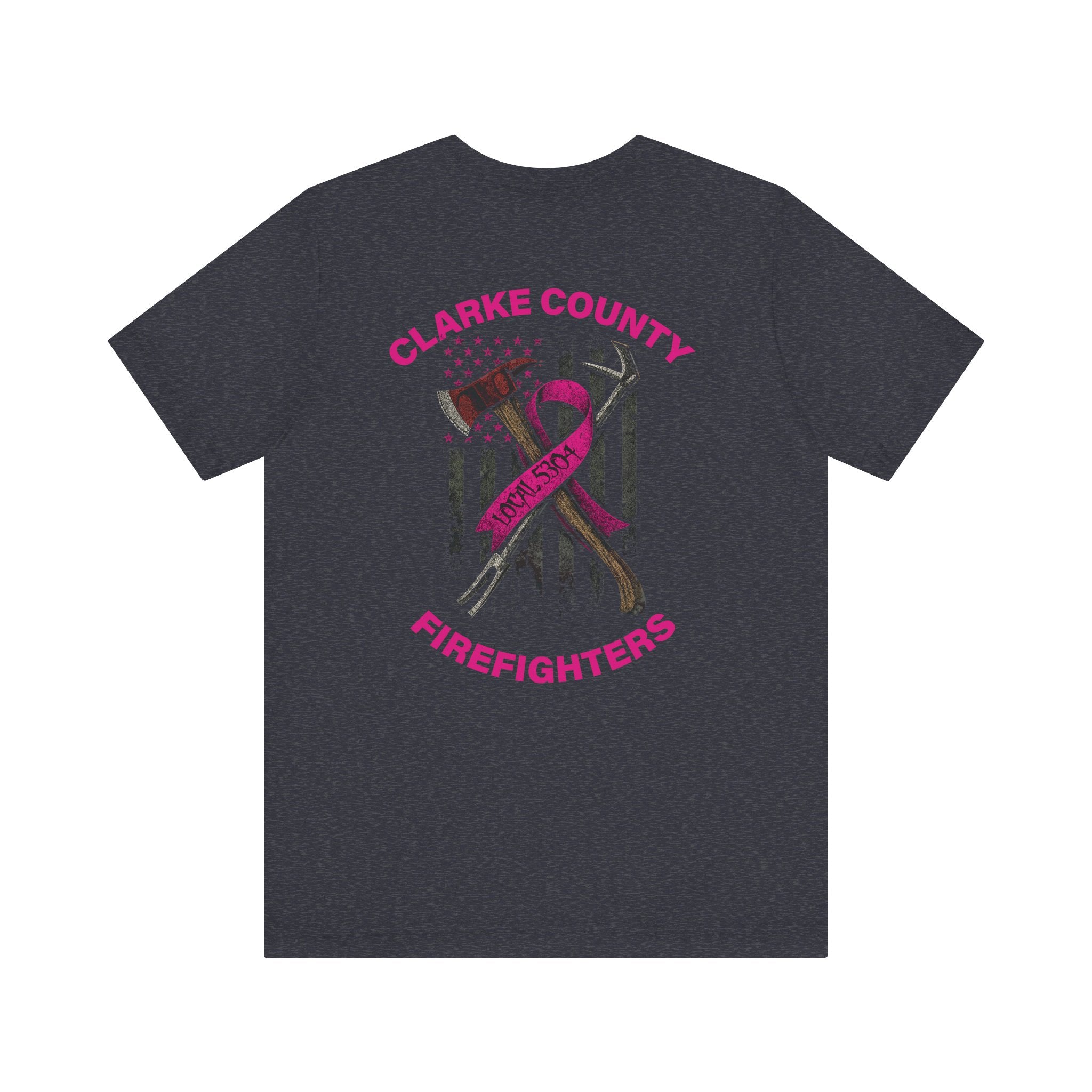 Clarke County Fire Breast Cancer Dark Shirt (Portion of Proceeds go to Local 5304) - Bella+Canvas Soft Jersey Cotton Unisex Tee