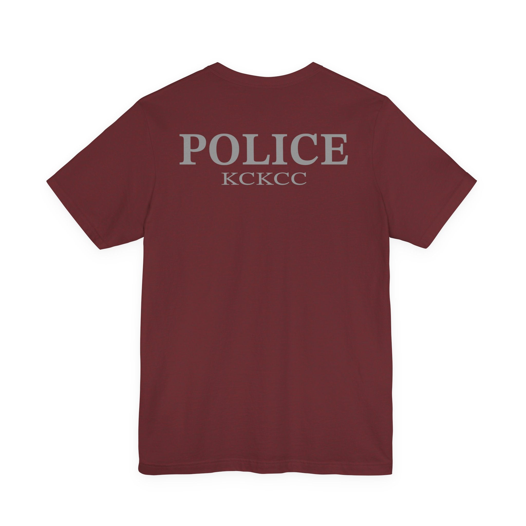 KCKCC Police Patch Black & White Grey Back - Unisex Jersey Short Sleeve Tee