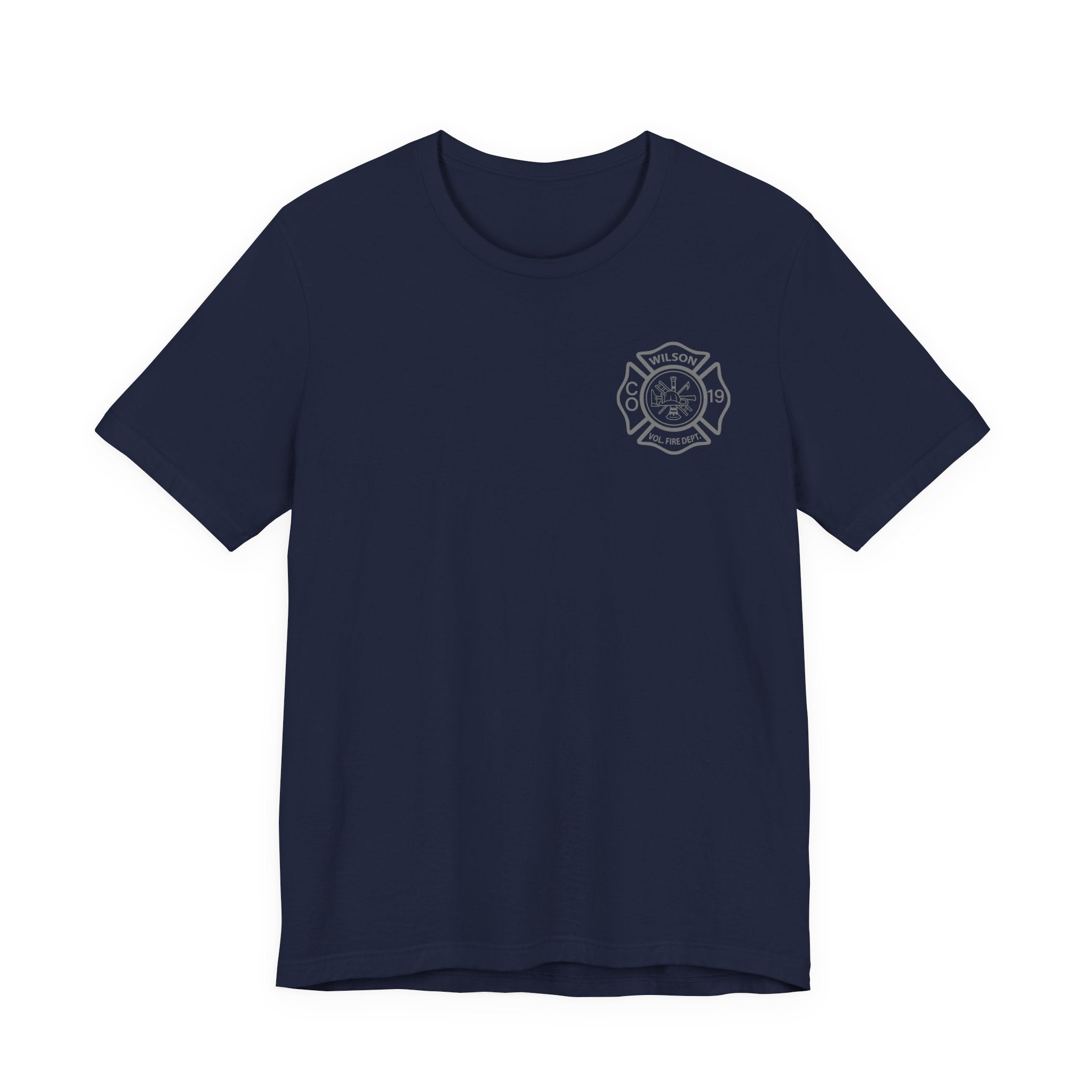 WVFC FD Logo gray Red back Gray - Unisex Jersey Short Sleeve Tee