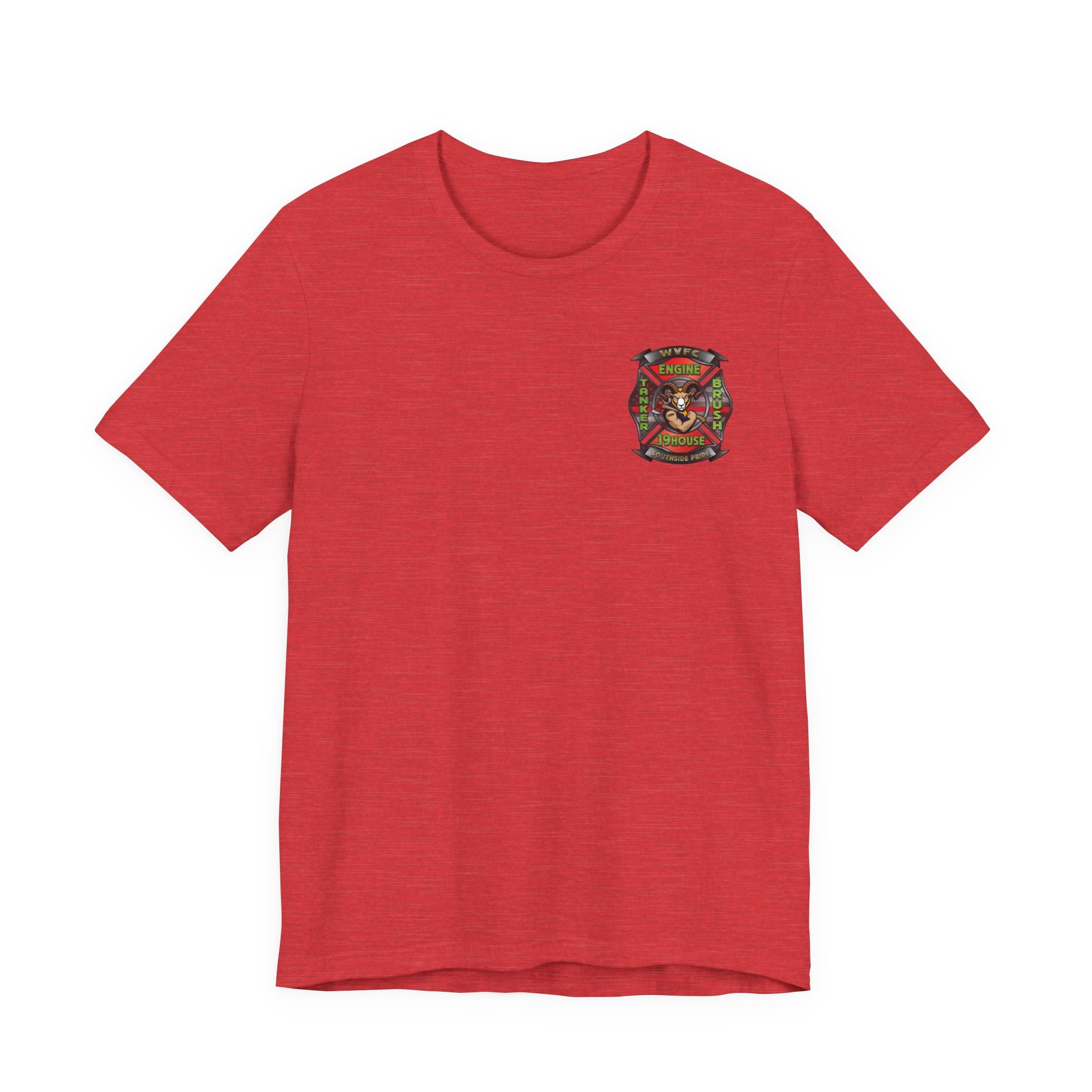 WVFC Goat Logo 2 Version 3 Red Line Flag blk- Unisex Jersey Short Sleeve Tee