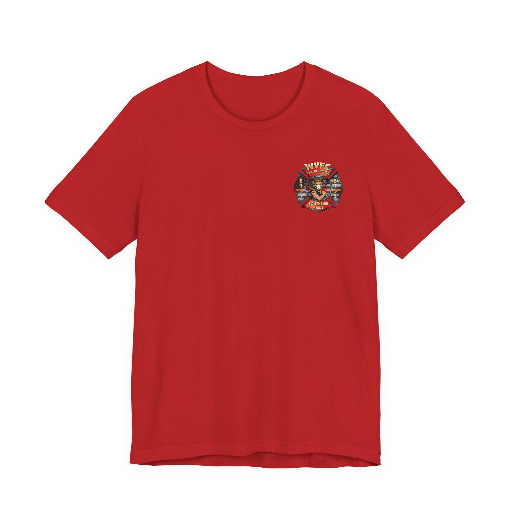 WVFC Goat Version 3 Red Line Flag blk - Unisex Jersey Short Sleeve Tee