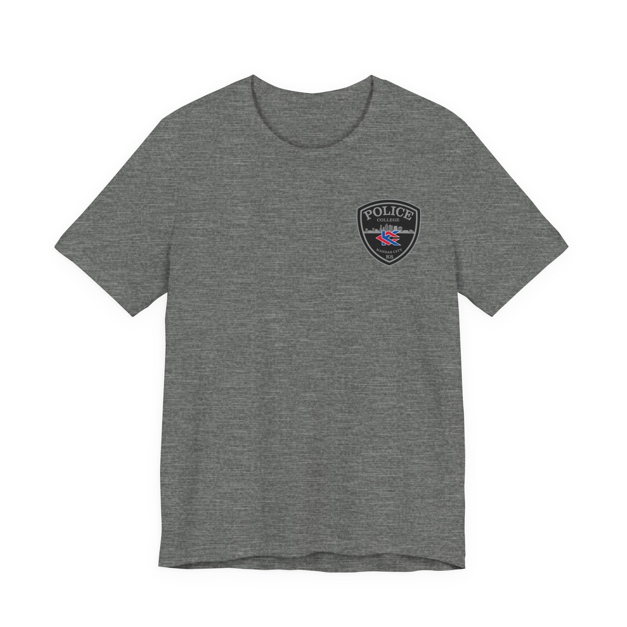 KCKCC Police Patch Black & White Grey Back - Unisex Jersey Short Sleeve Tee