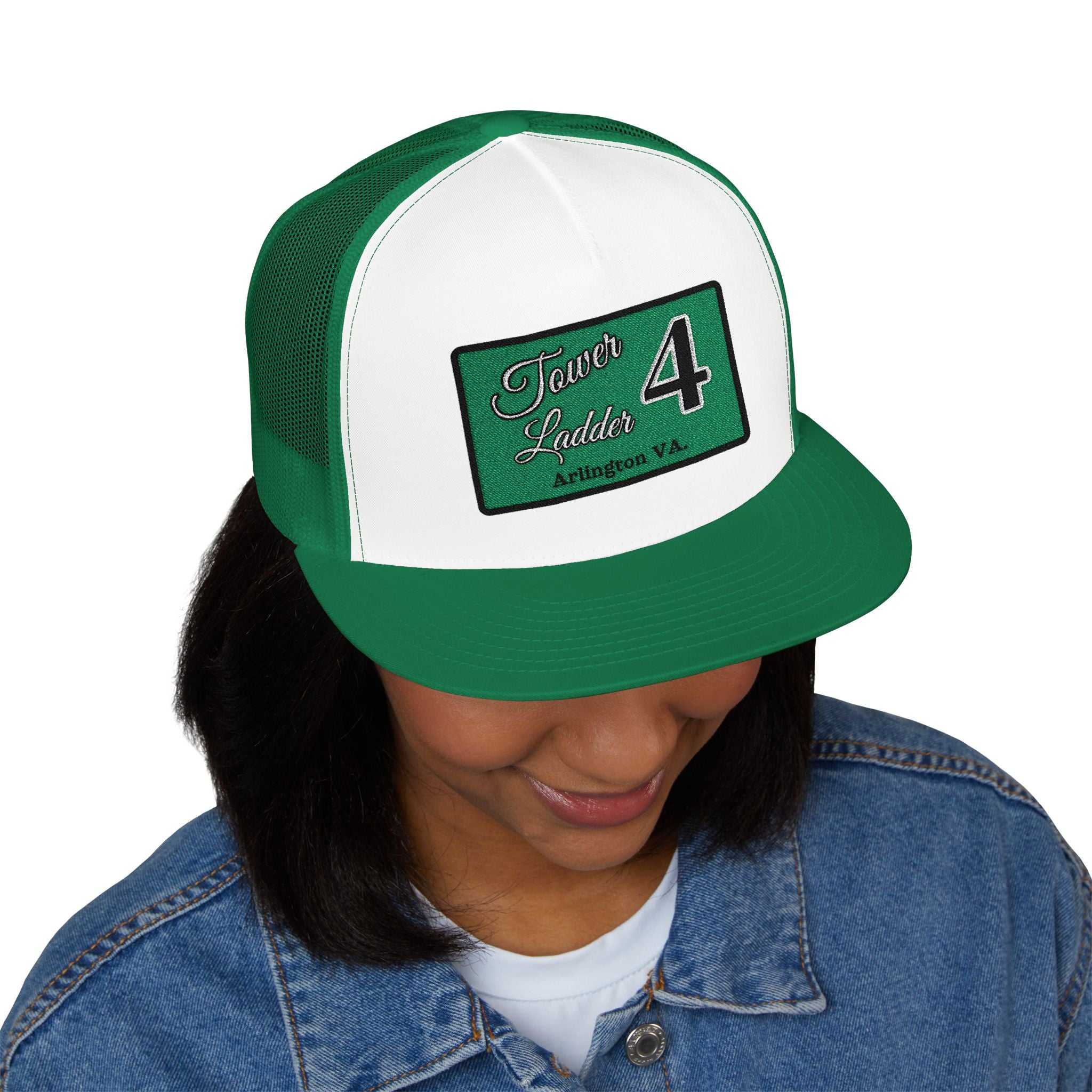 Arlington Tower Ladder 4 Black border - 5 Panel Trucker Cap (Embroidery)