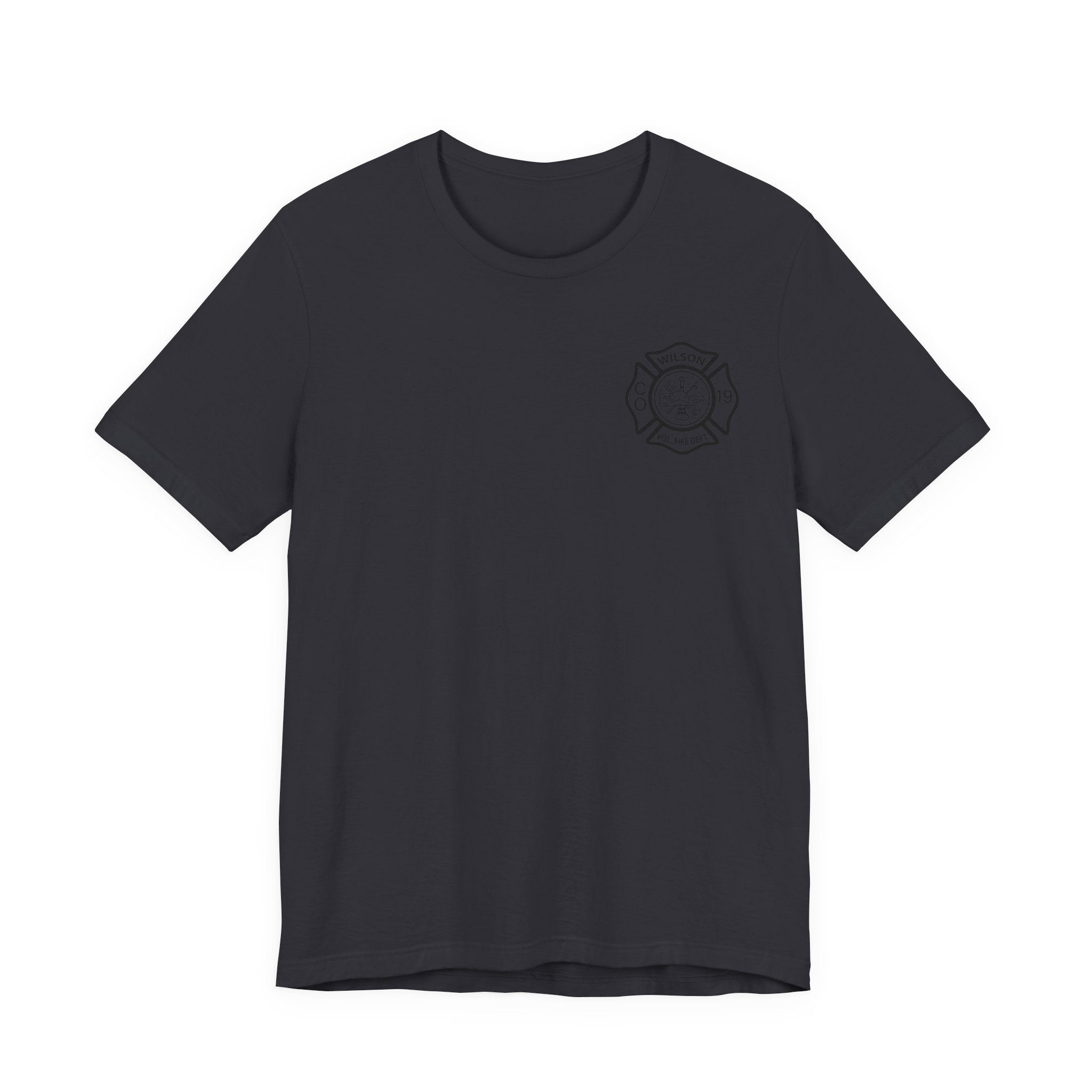 WVFC FD logo black USA flag back  - Unisex Jersey Short Sleeve Tee