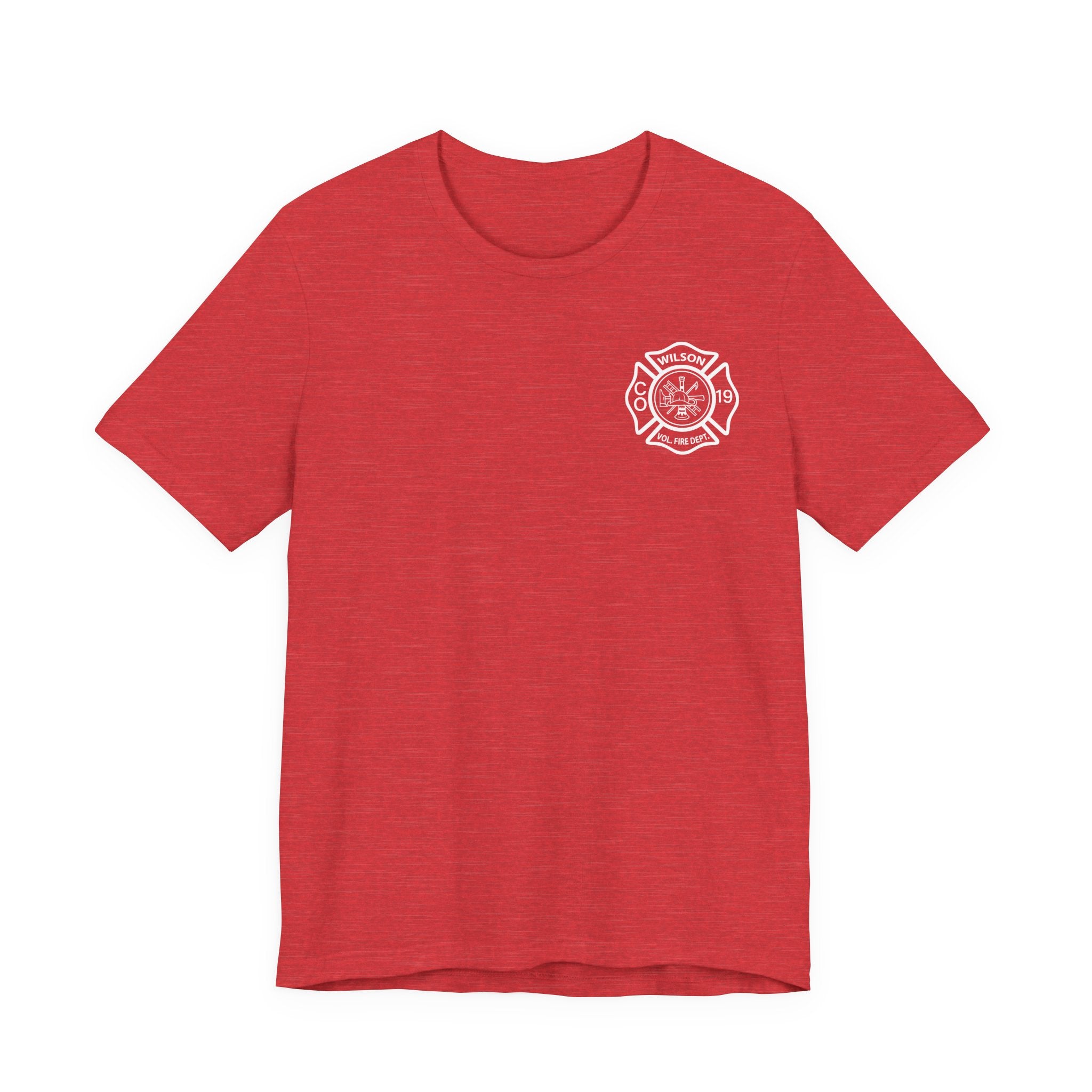 WVFC FD Logo wht Red Back wht- Unisex Jersey Short Sleeve Tee