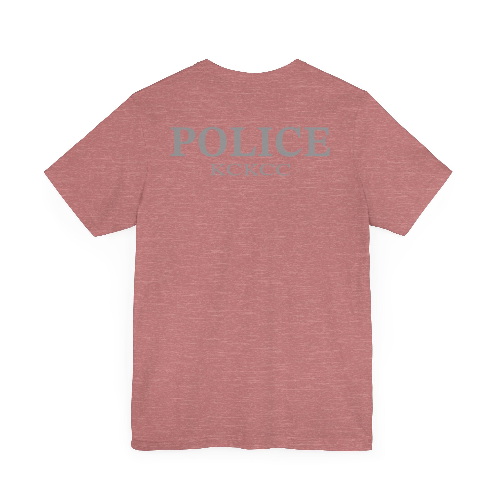 KCKCC Police Patch Black & White Grey Back - Unisex Jersey Short Sleeve Tee