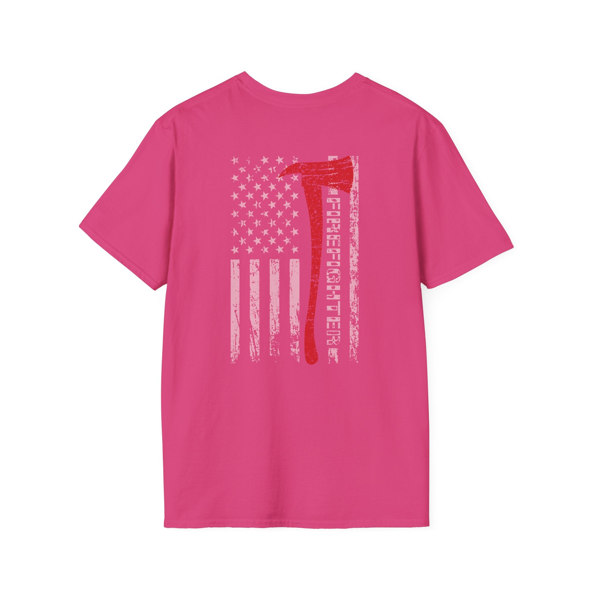 Firefighter US Flag - Unisex Softstyle T-Shirt