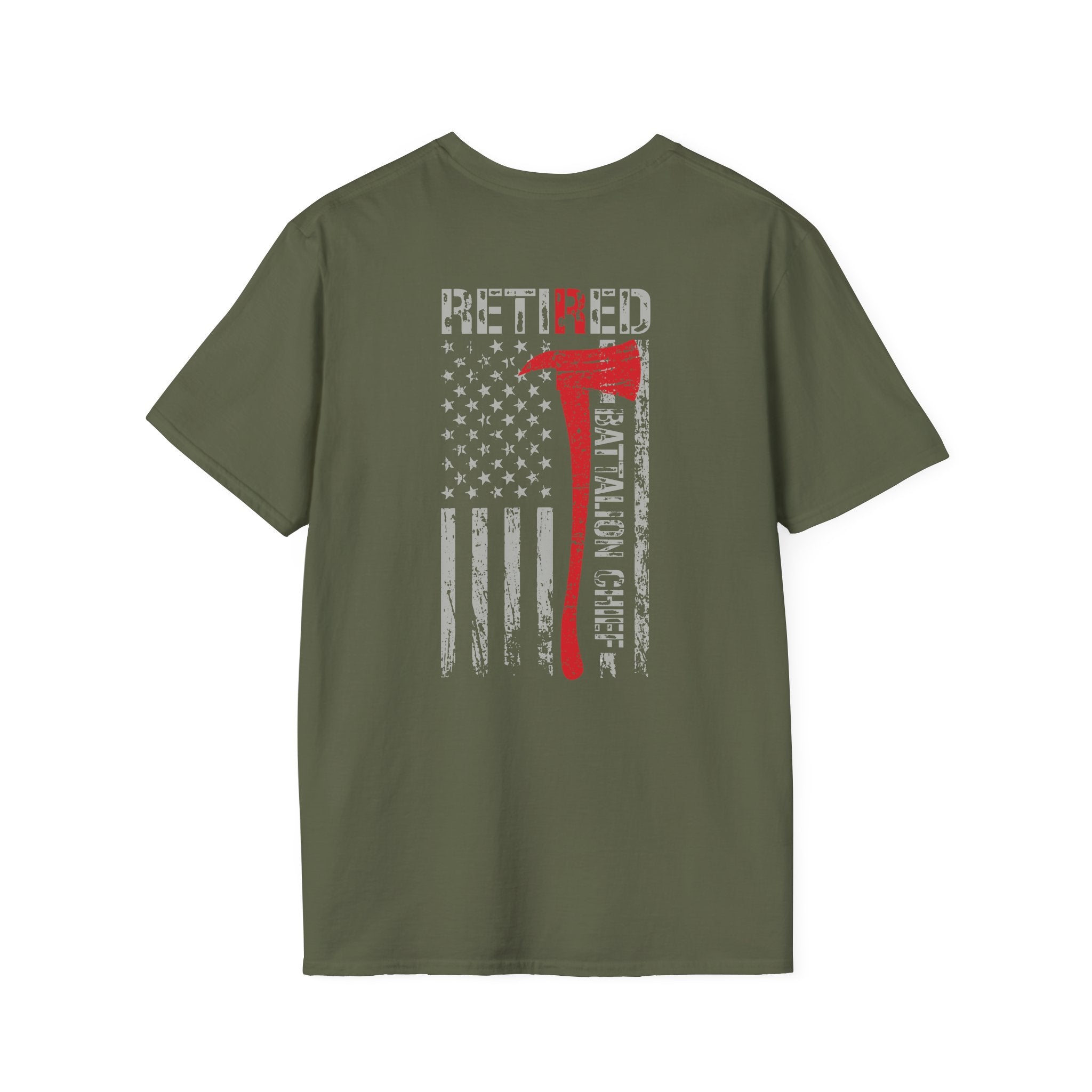 Retired Battalion Chief US Flag - Unisex Softstyle T-Shirt