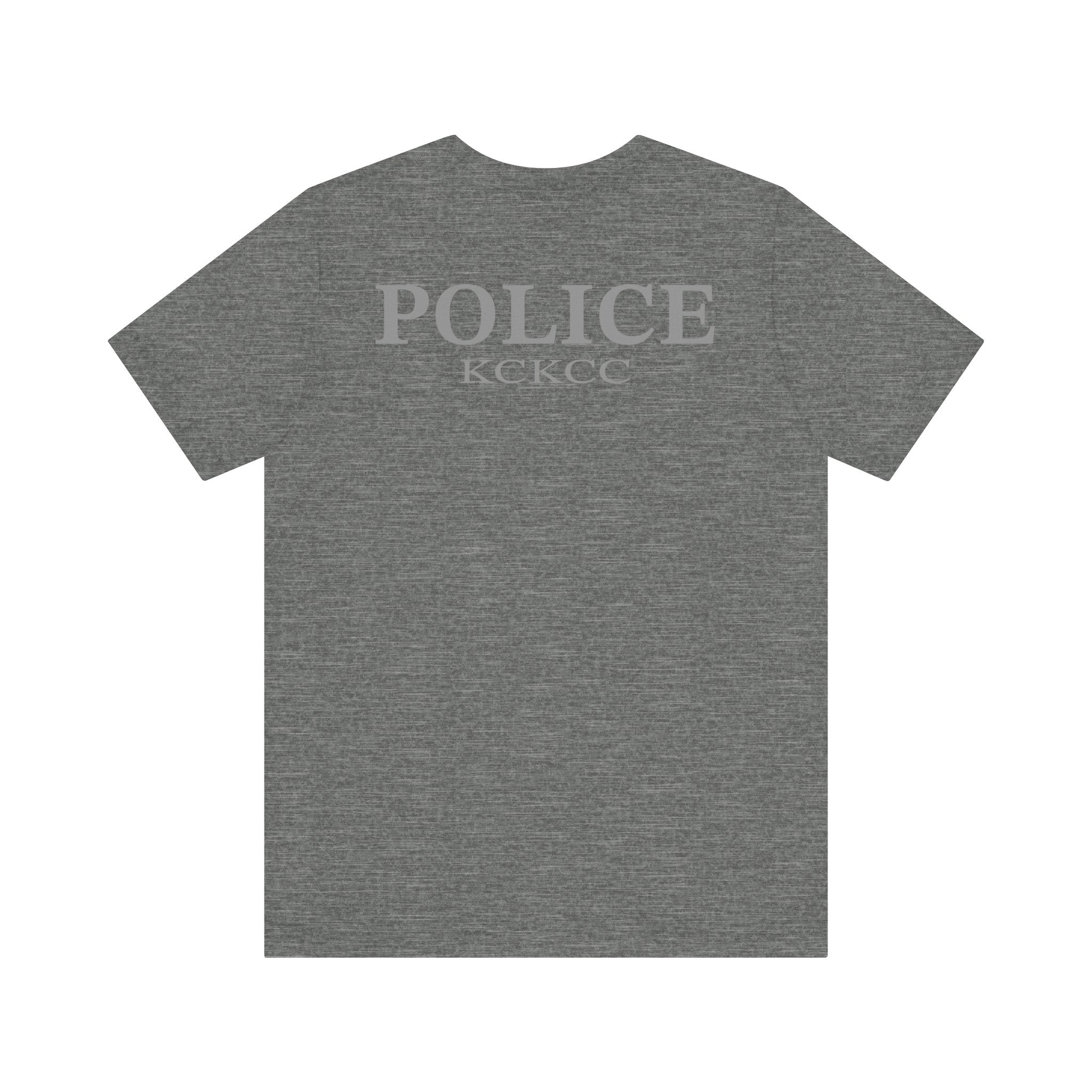 KCKCC Police Patch Black & White Grey Back - Unisex Jersey Short Sleeve Tee