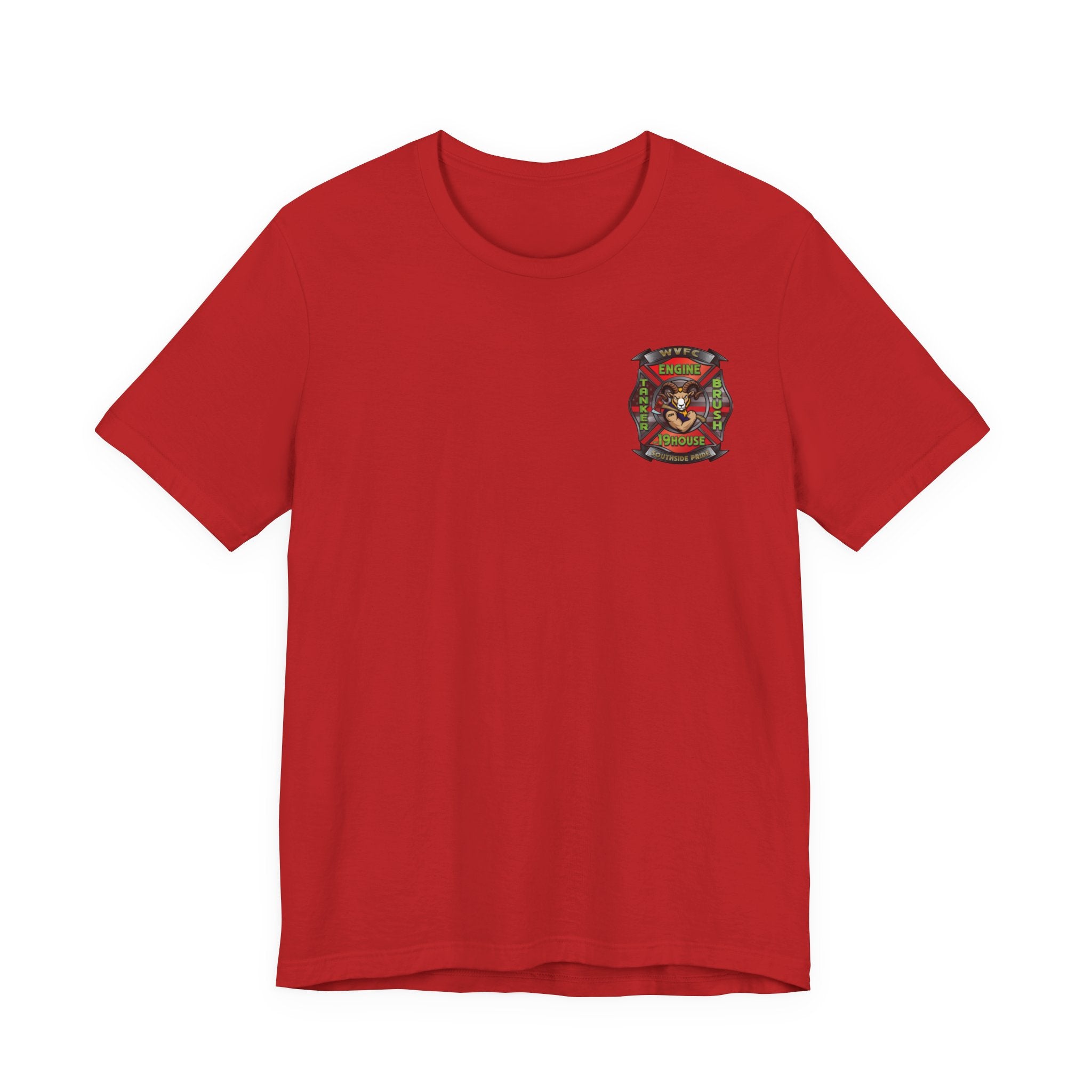 WVFC Goat Logo 2 Version 3 Red Line Flag blk- Unisex Jersey Short Sleeve Tee