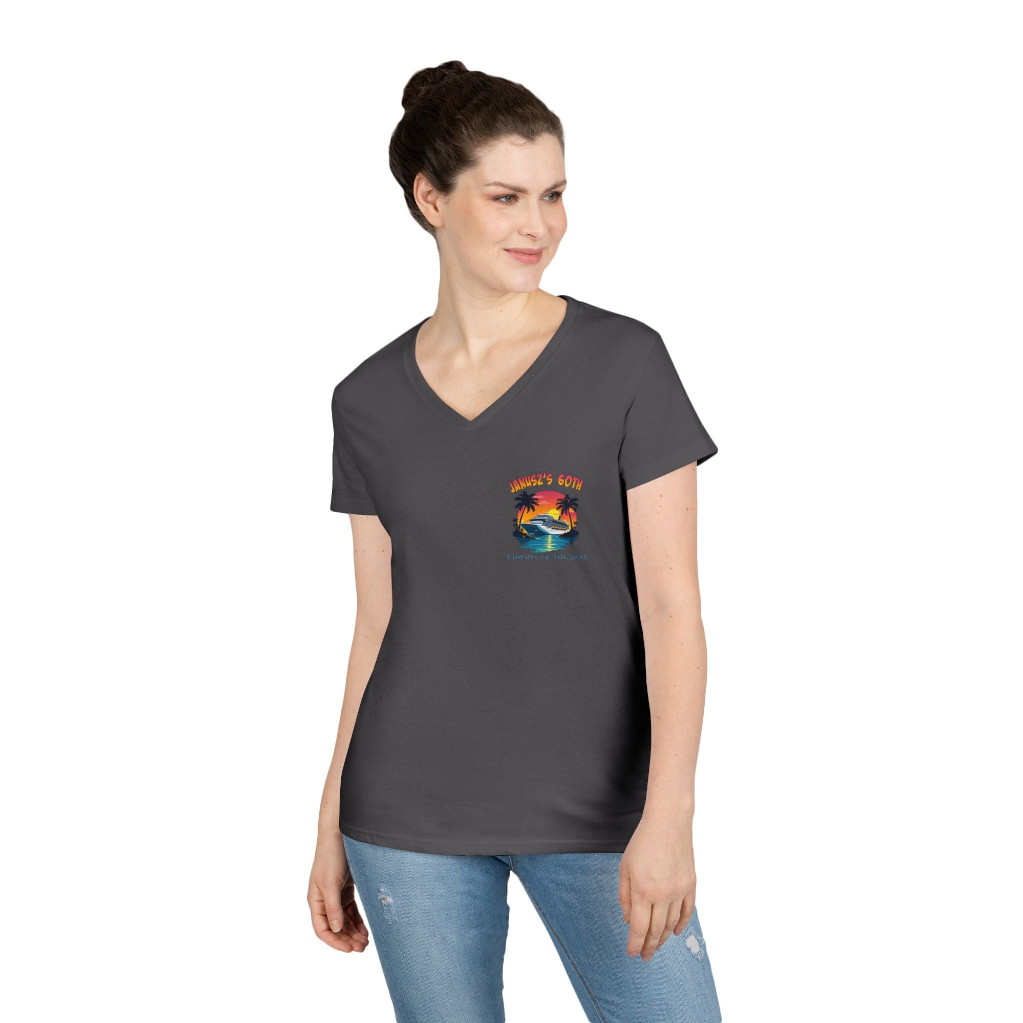 Renee Family Cruise colorful - Ladies' Cotton V-Neck T-Shirt