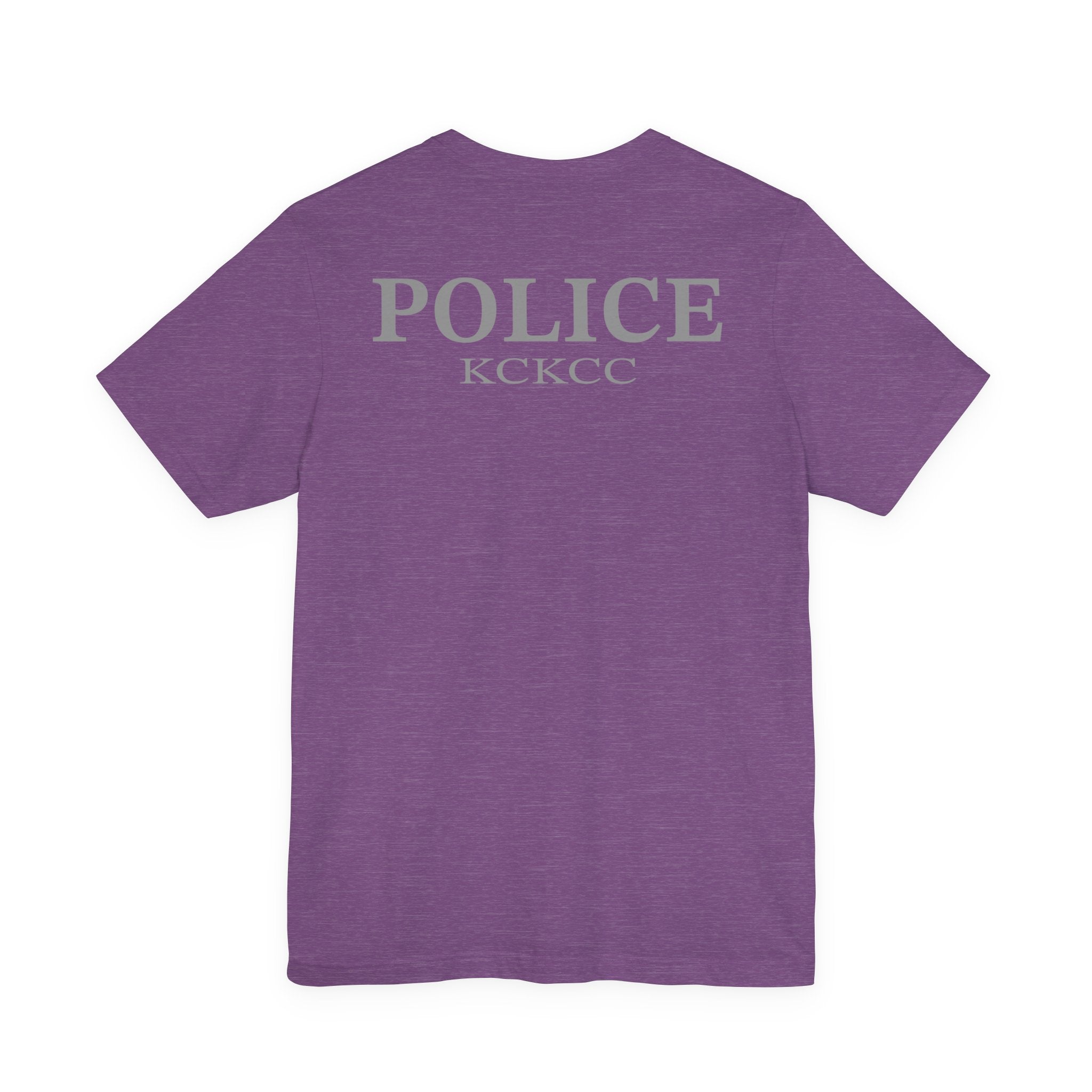 KCKCC Police Patch Black & White Grey Back - Unisex Jersey Short Sleeve Tee