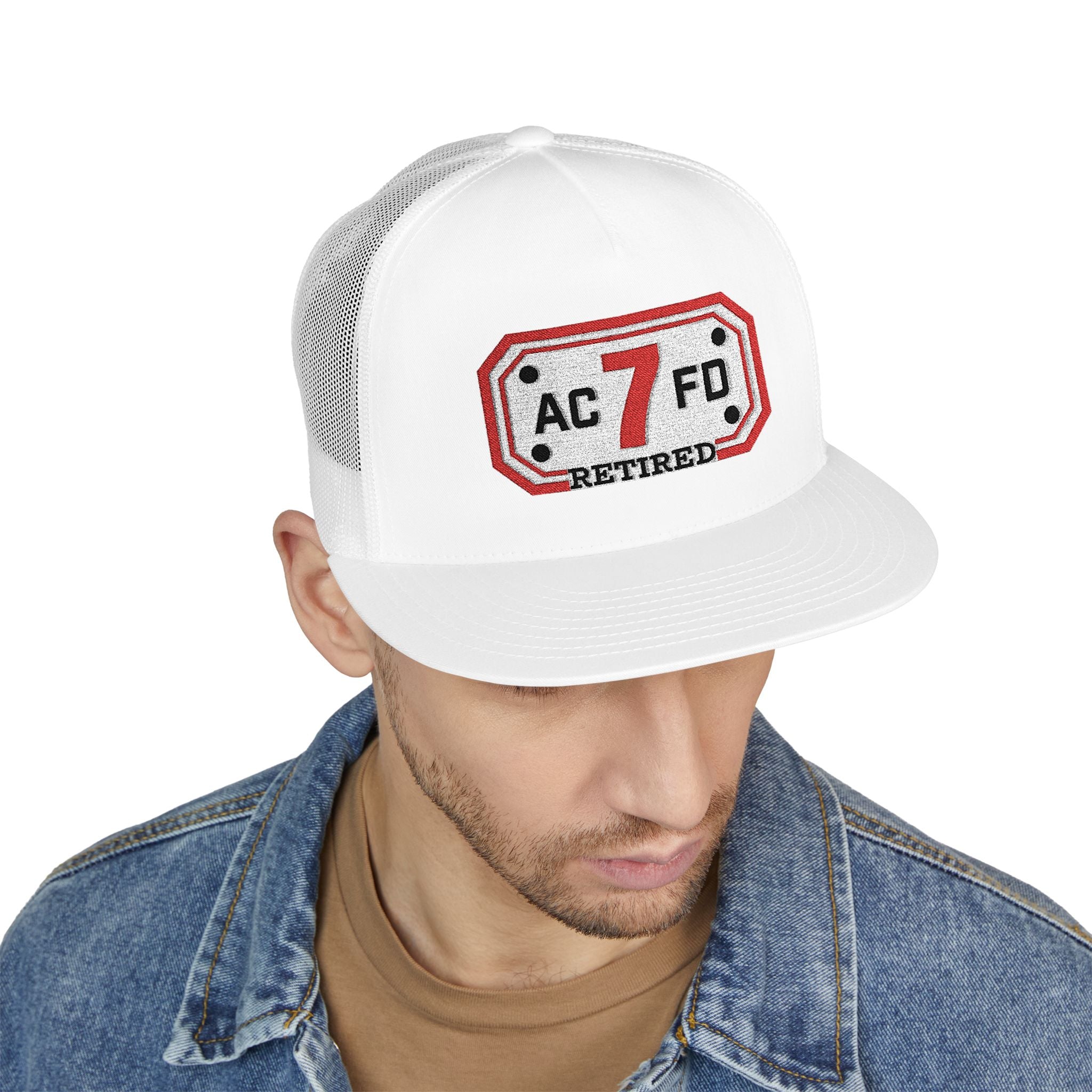 Retired Arlington Engine 7 - 5 Panel Trucker Cap (Embroidery)
