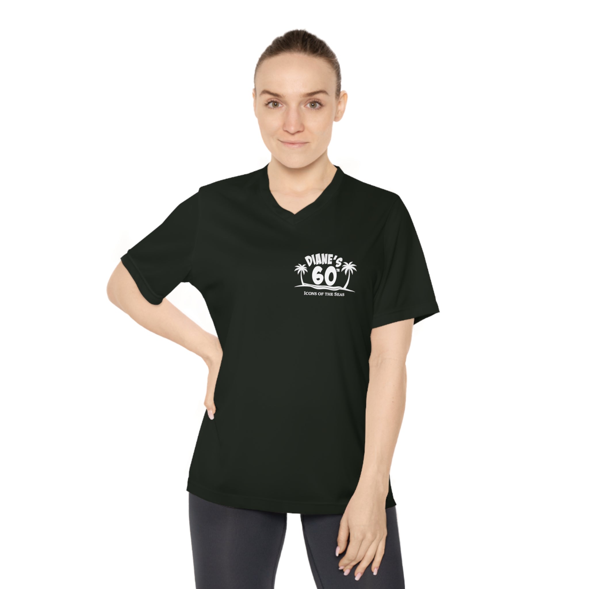 Diane Birthday Cruise White logo - Women's Performance V-Neck T-Shirt